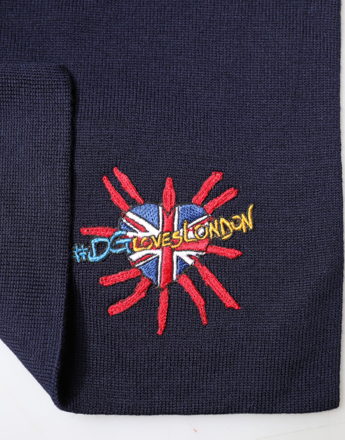 Dolce & Gabbana Blue Wool DG Loves London Neck Wrap Scarf Curated Luxury Accessories by Orvyn