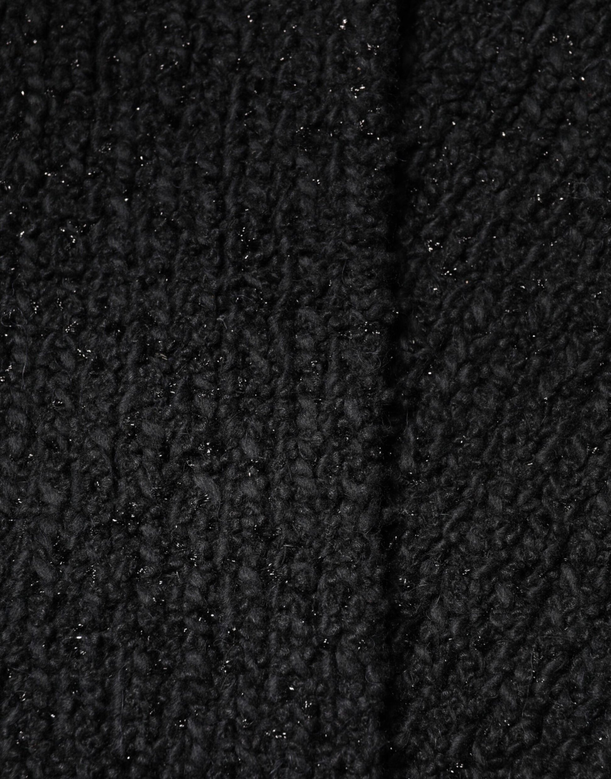 Dolce & Gabbana Black Cashmere Knit Shawl Fringes Scarf Curated Luxury Accessories by Orvyn