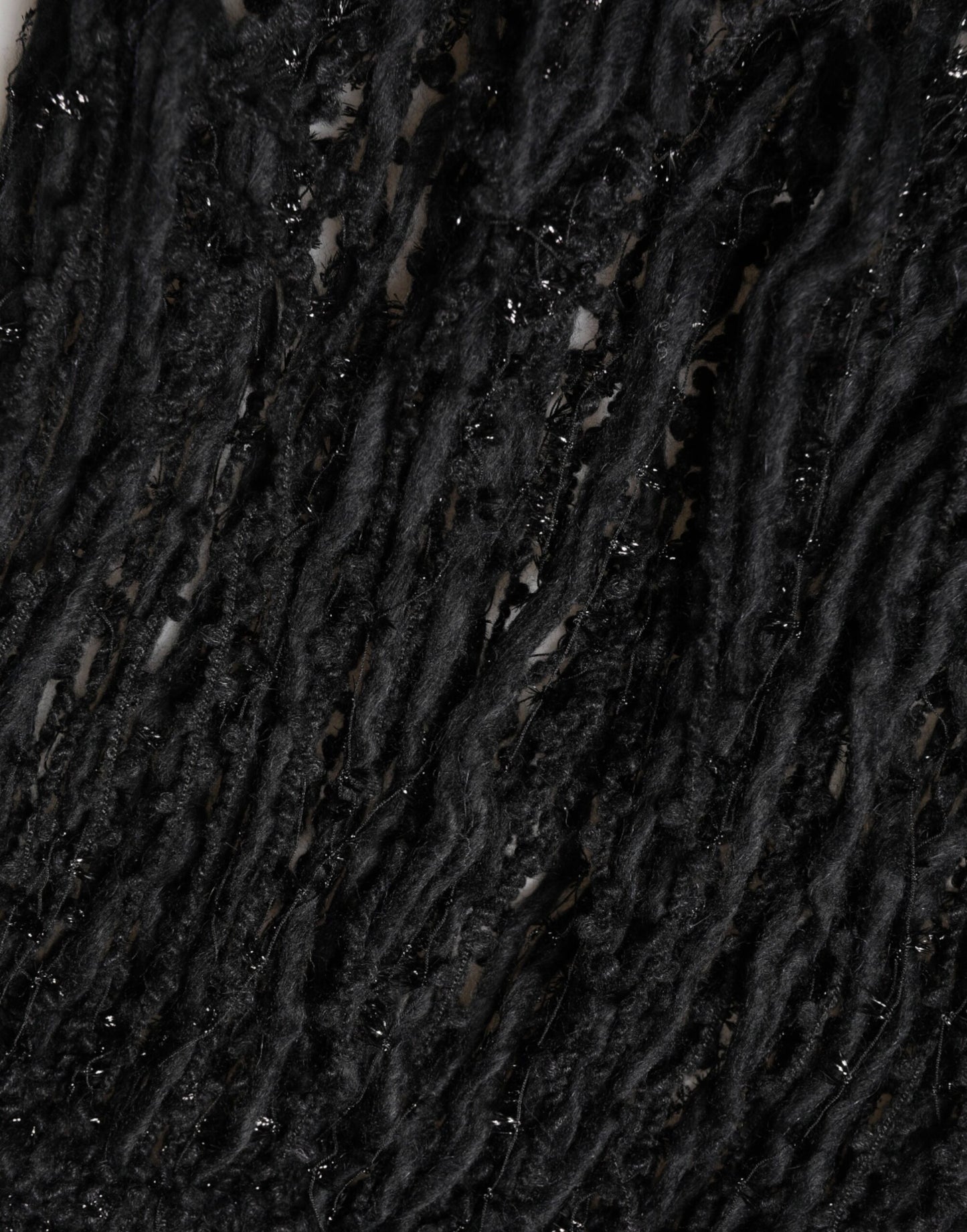 Dolce & Gabbana Black Cashmere Knit Shawl Fringes Scarf Curated Luxury Accessories by Orvyn