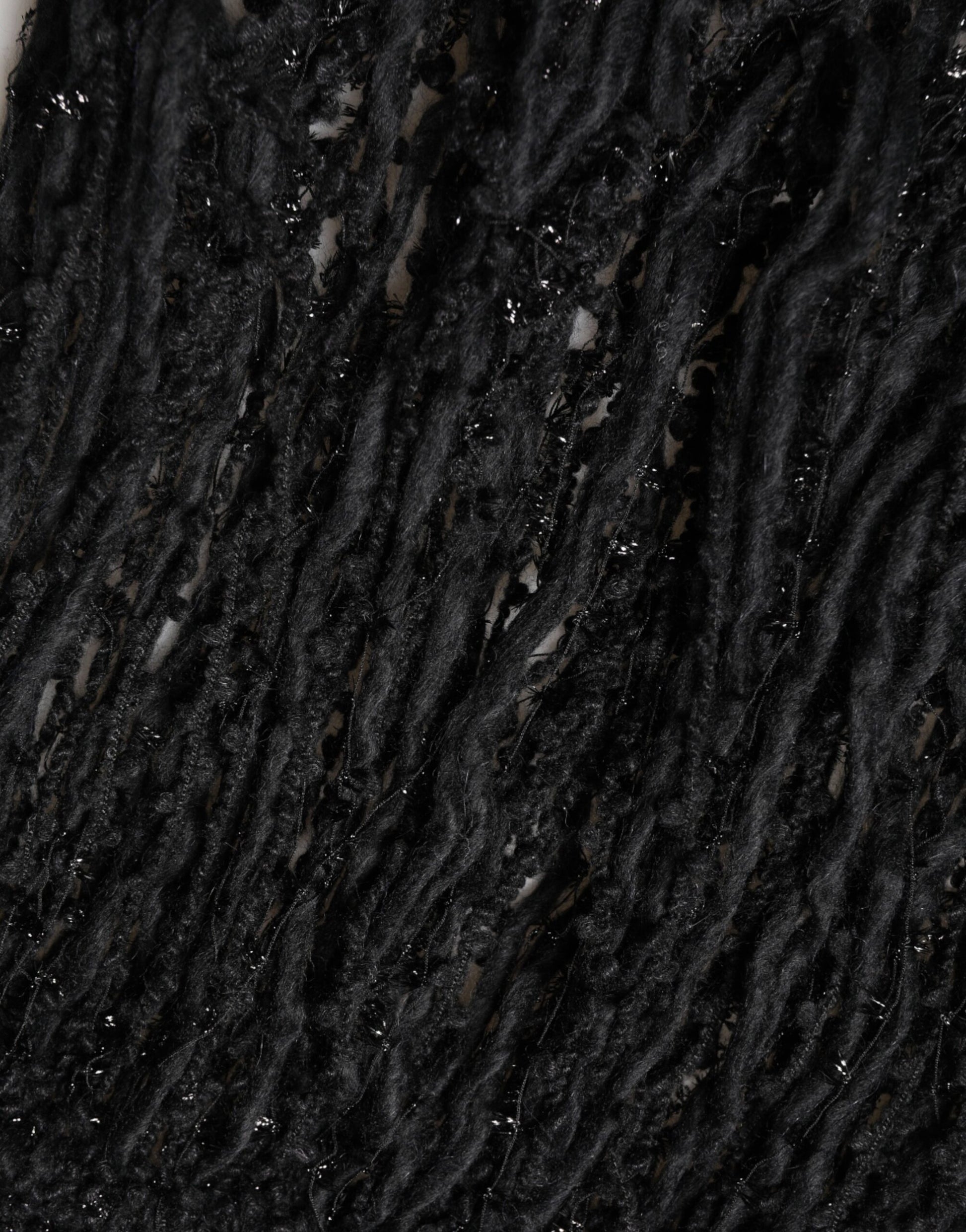 Dolce & Gabbana Black Cashmere Knit Shawl Fringes Scarf Curated Luxury Accessories by Orvyn