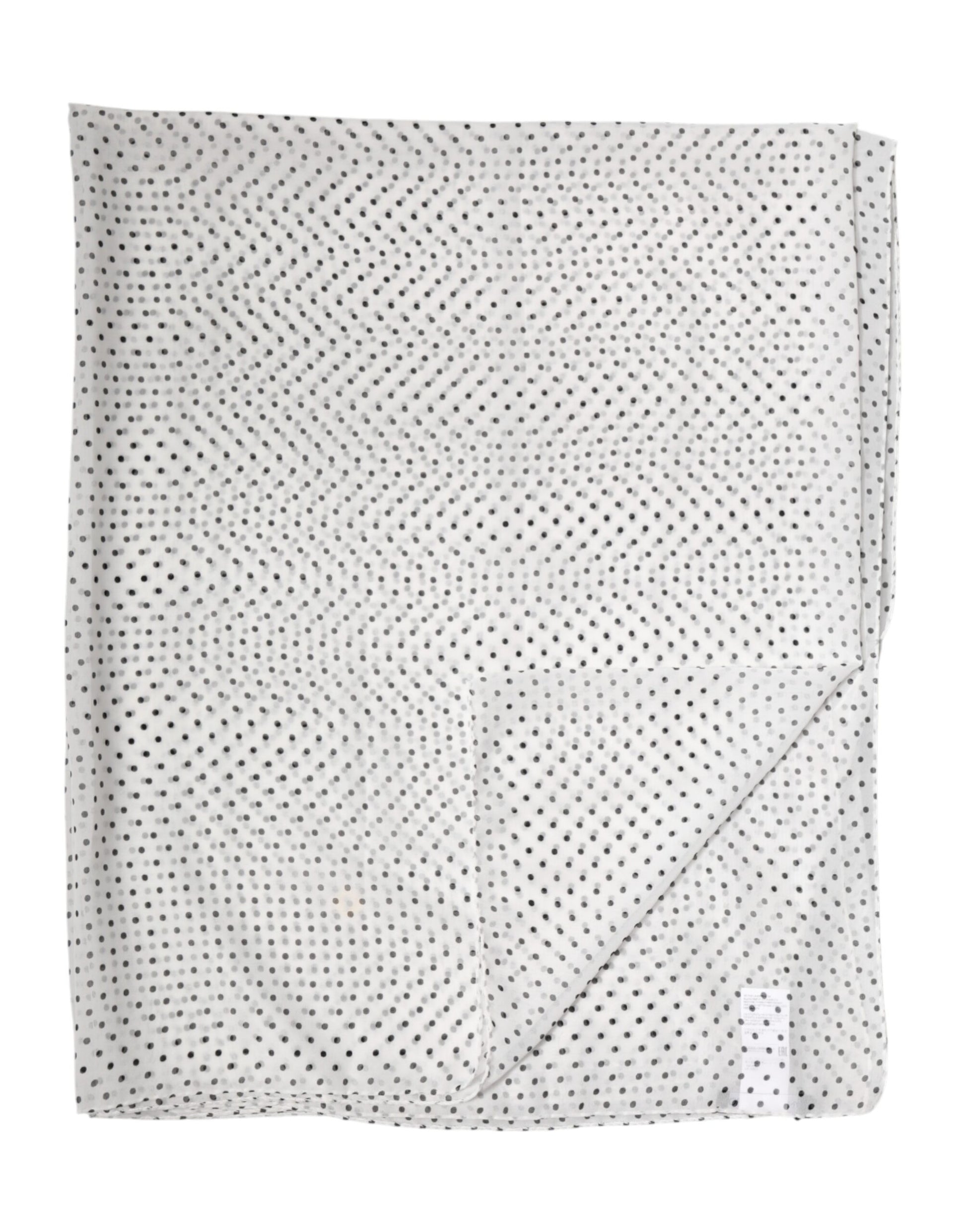 Dolce & Gabbana White Polka Dot Polyester Shawl Scarf Curated Luxury Accessories by Orvyn