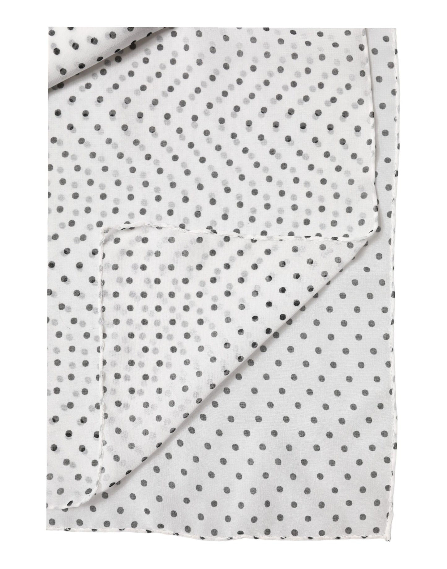 Dolce & Gabbana White Polka Dot Polyester Shawl Scarf Curated Luxury Accessories by Orvyn