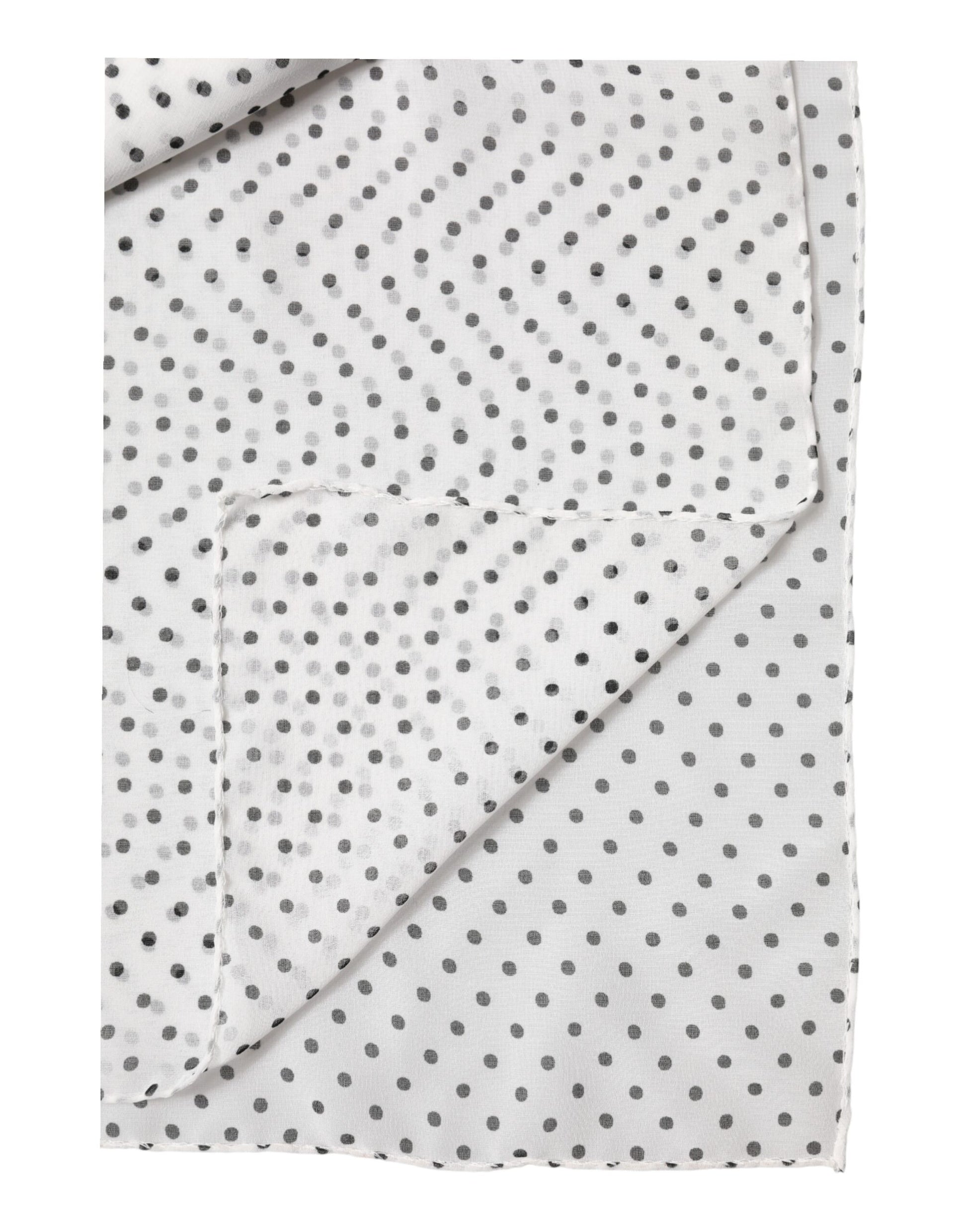 Dolce & Gabbana White Polka Dot Polyester Shawl Scarf Curated Luxury Accessories by Orvyn