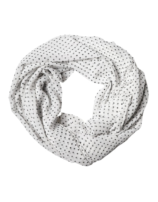 Dolce & Gabbana White Polka Dot Polyester Shawl Scarf Curated Luxury Accessories by Orvyn