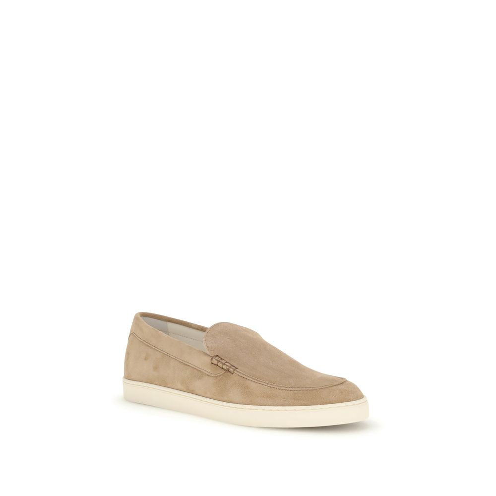 Brunello Cucinelli Beige Calf Leather Bos Taurus Slip-On Loafers Curated Luxury Accessories by Orvyn