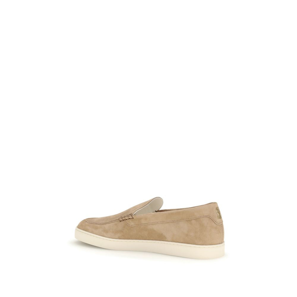 Brunello Cucinelli Beige Calf Leather Bos Taurus Slip-On Loafers Curated Luxury Accessories by Orvyn