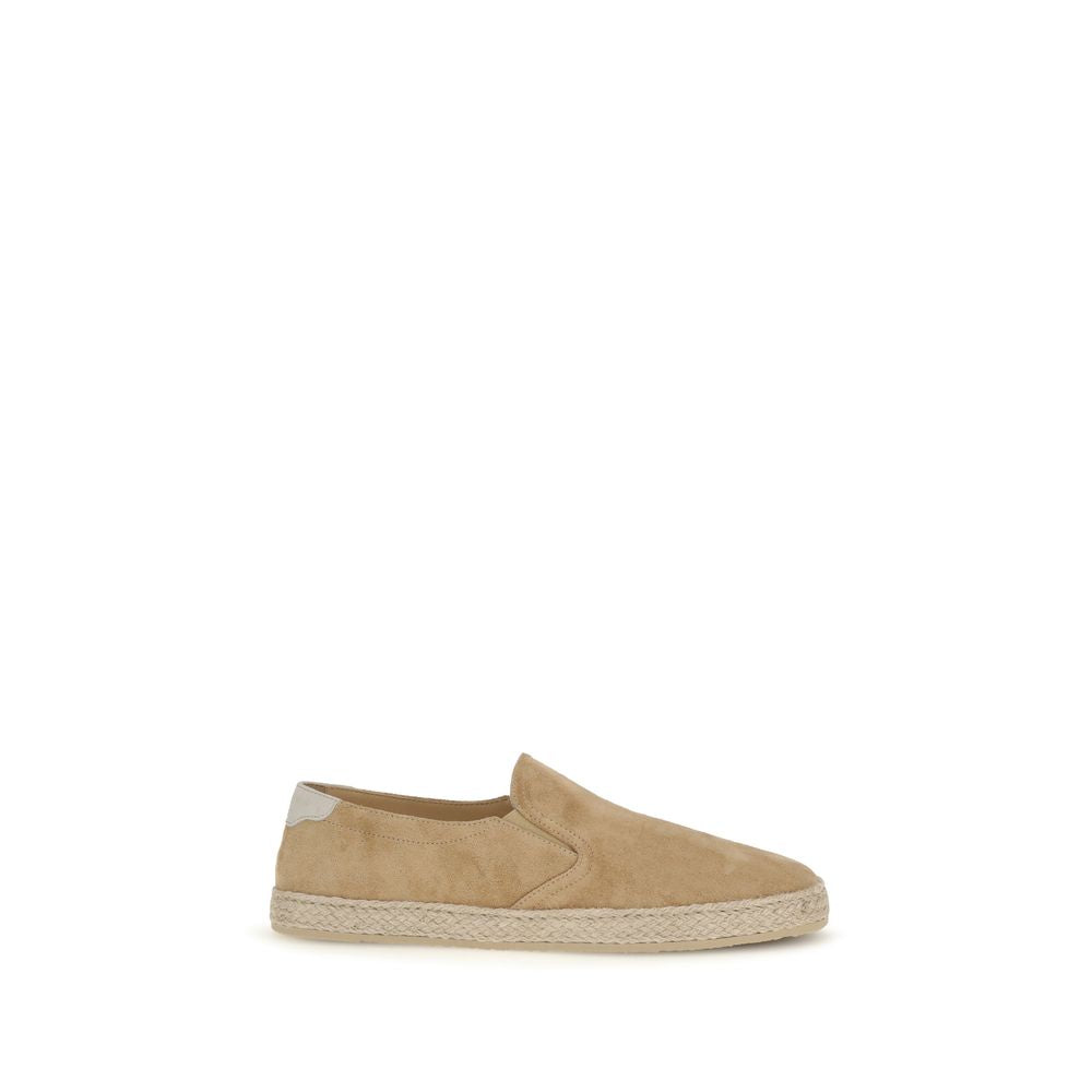 Brunello Cucinelli Beige Calf Leather Bos Taurus Espadrilles Curated Luxury Accessories by Orvyn