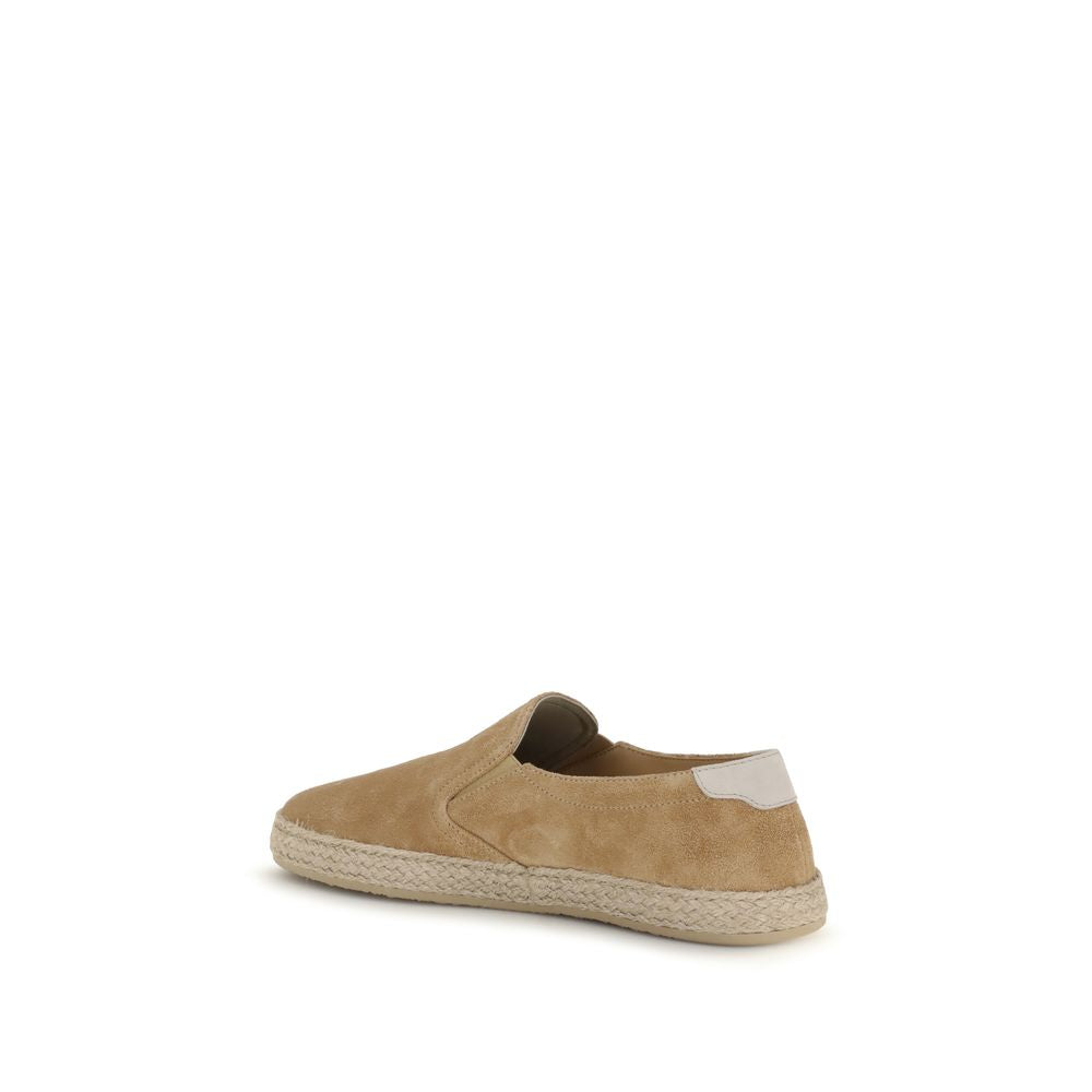 Brunello Cucinelli Beige Calf Leather Bos Taurus Espadrilles Curated Luxury Accessories by Orvyn