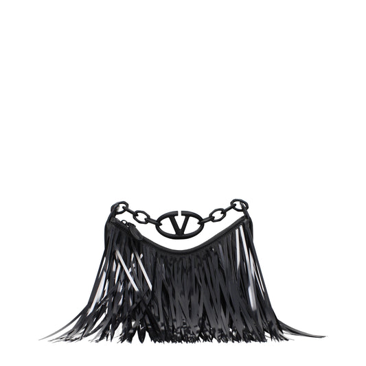 Valentino Garavani Fringed VLogo Black Leather Handbag curated by orvyn luxury accessories