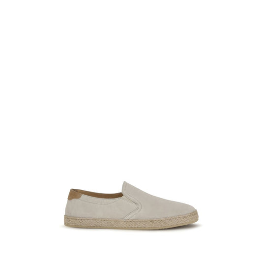 Brunello Cucinelli Gray Calf Leather Bos Taurus Low Top Sneakers Curated Luxury Accessories by Orvyn