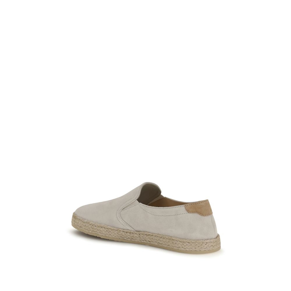 Brunello Cucinelli Gray Calf Leather Bos Taurus Low Top Sneakers Curated Luxury Accessories by Orvyn