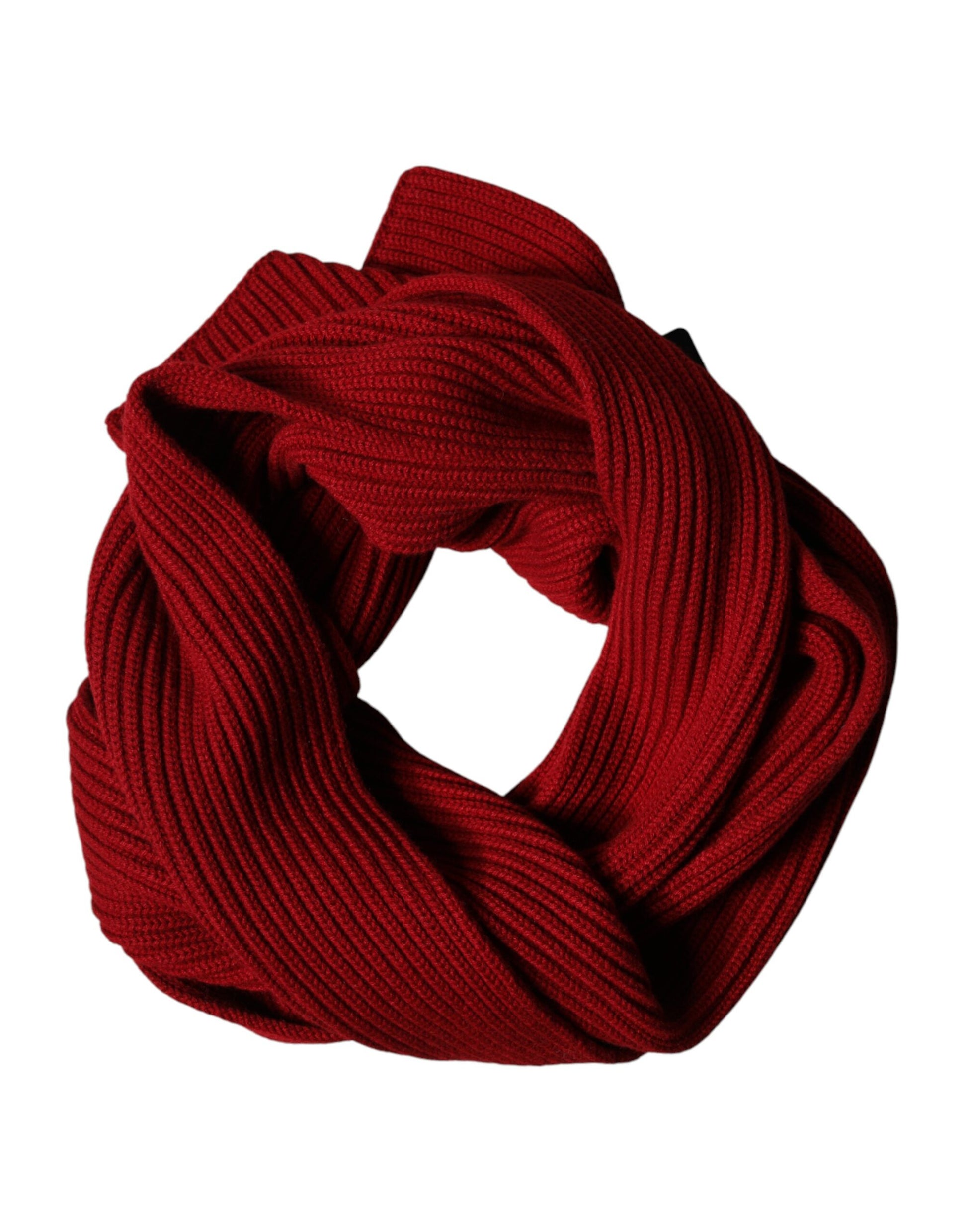 Dolce & Gabbana Red Wool Knitted Neck Wrap Shawl Men Scarf Curated Luxury Accessories by Orvyn