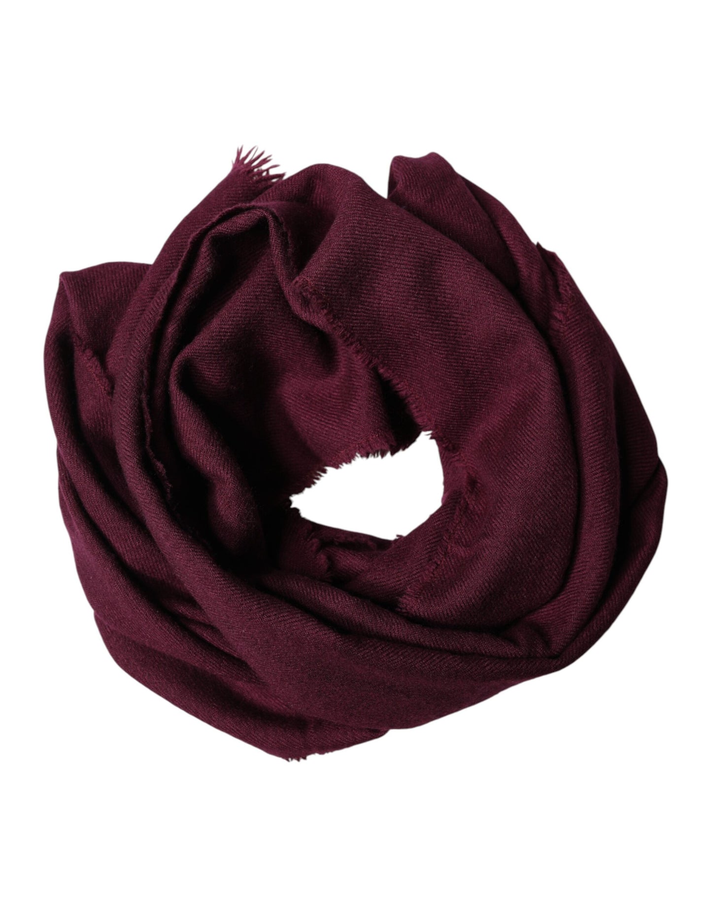 Dolce & Gabbana Maroon Cashmere Fringes Neck Wrap Shawl Scarf Curated Luxury Accessories by Orvyn