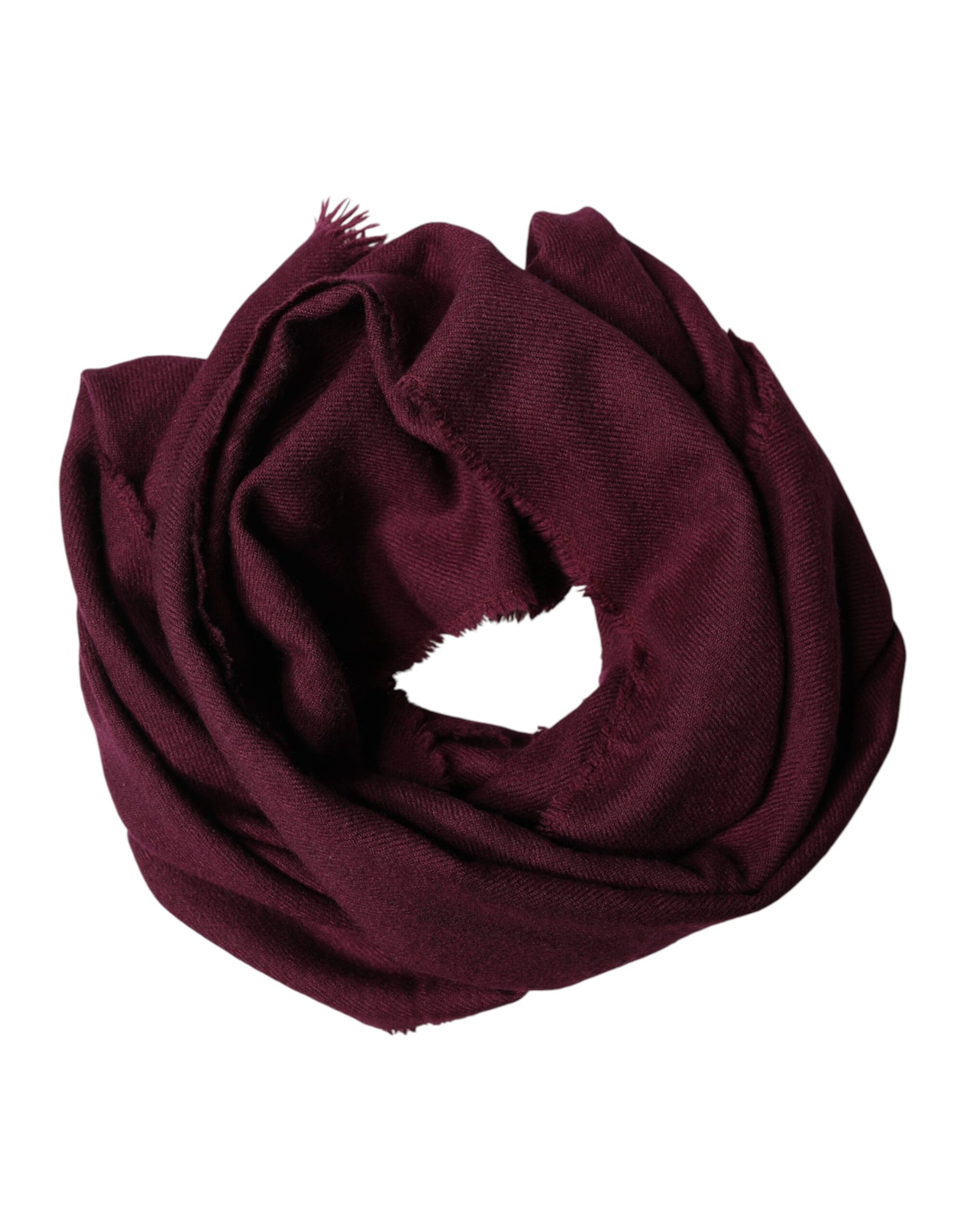 Dolce & Gabbana Maroon Cashmere Fringes Neck Wrap Shawl Scarf Curated Luxury Accessories by Orvyn