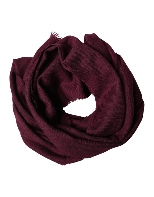 Dolce & Gabbana Maroon Cashmere Fringes Neck Wrap Shawl Scarf Curated Luxury Accessories by Orvyn