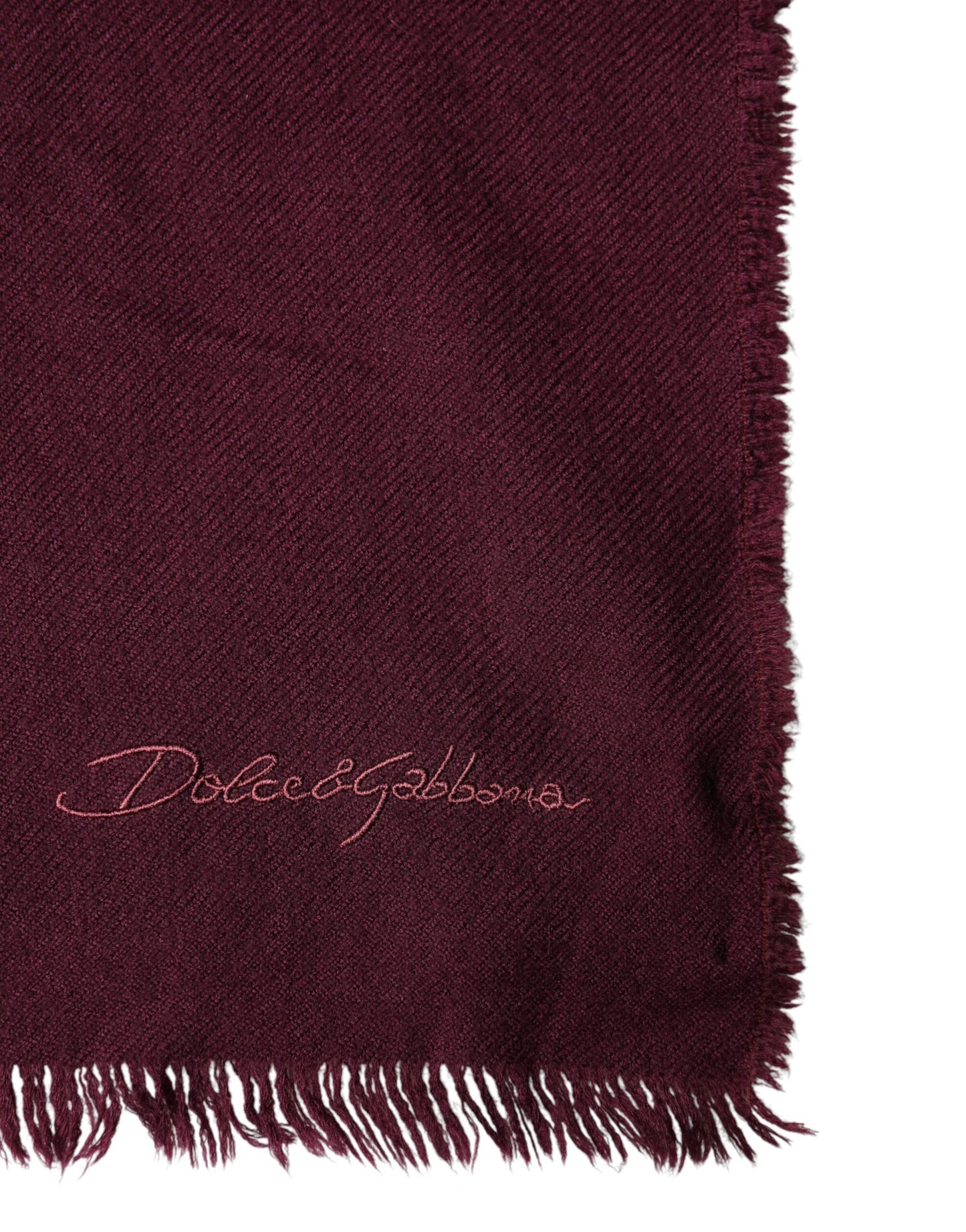 Dolce & Gabbana Maroon Cashmere Fringes Neck Wrap Shawl Scarf Curated Luxury Accessories by Orvyn