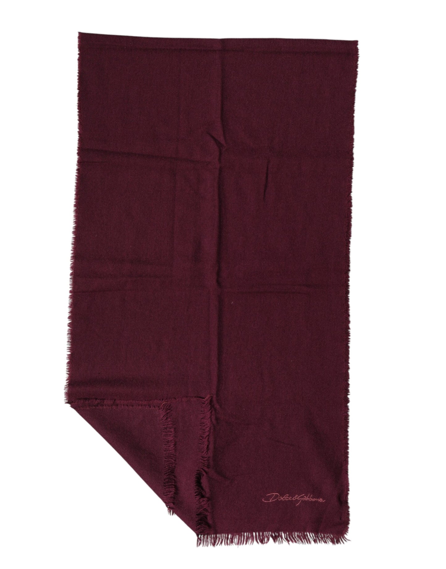 Dolce & Gabbana Maroon Cashmere Fringes Neck Wrap Shawl Scarf Curated Luxury Accessories by Orvyn