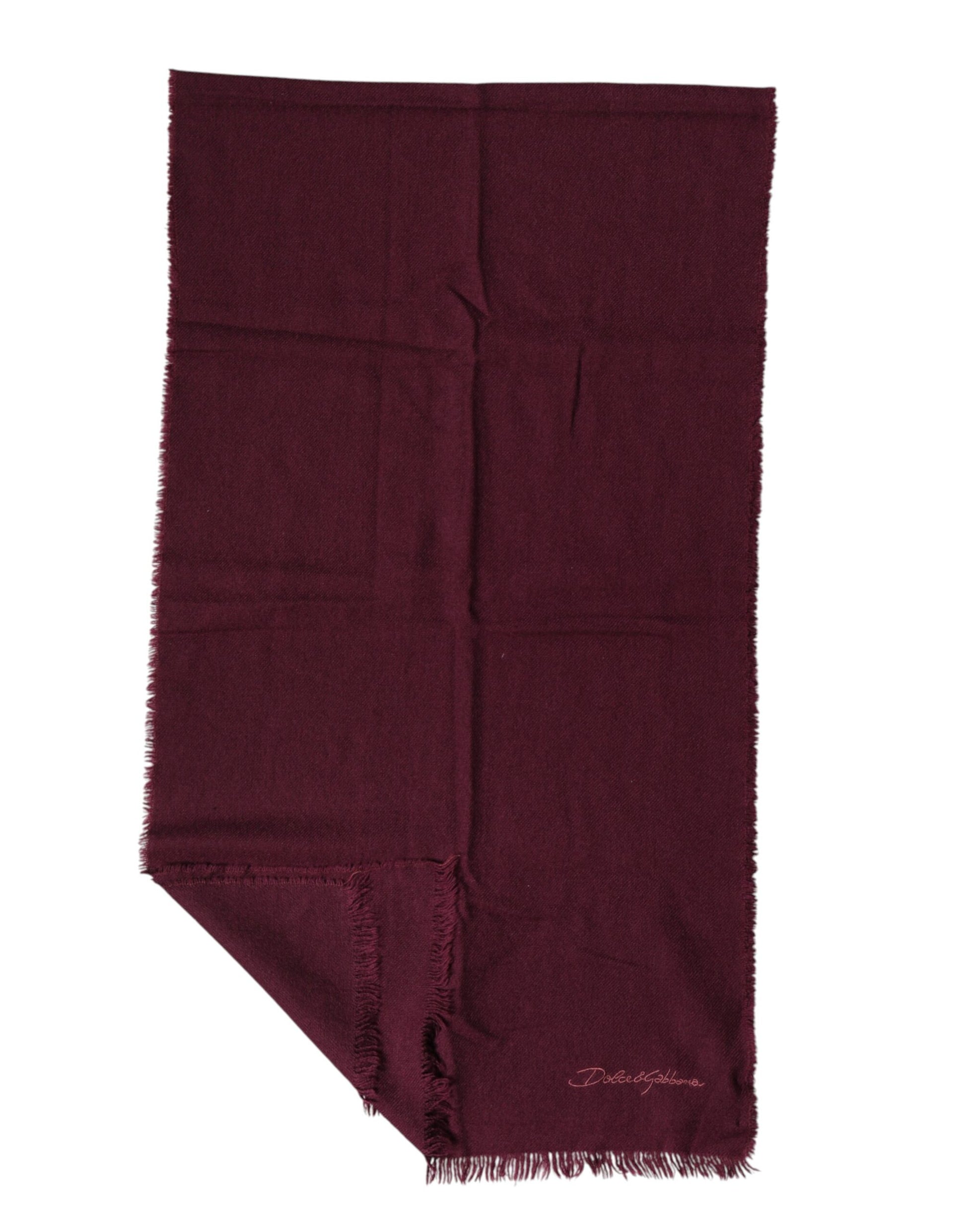 Dolce & Gabbana Maroon Cashmere Fringes Neck Wrap Shawl Scarf Curated Luxury Accessories by Orvyn