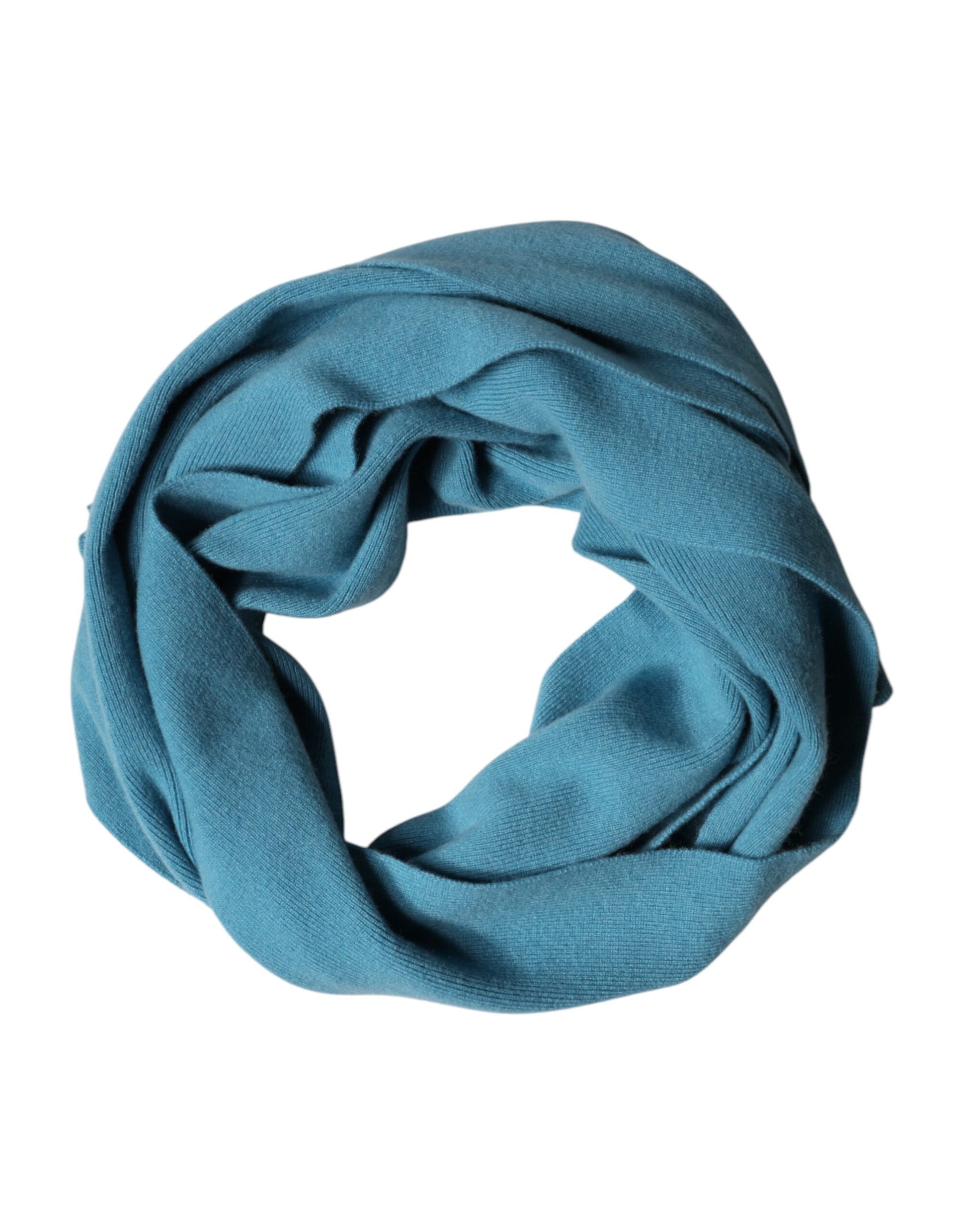 Dolce & Gabbana Blue Cashmere Knit Neck Wrap Shawl Scarf Curated Luxury Accessories by Orvyn