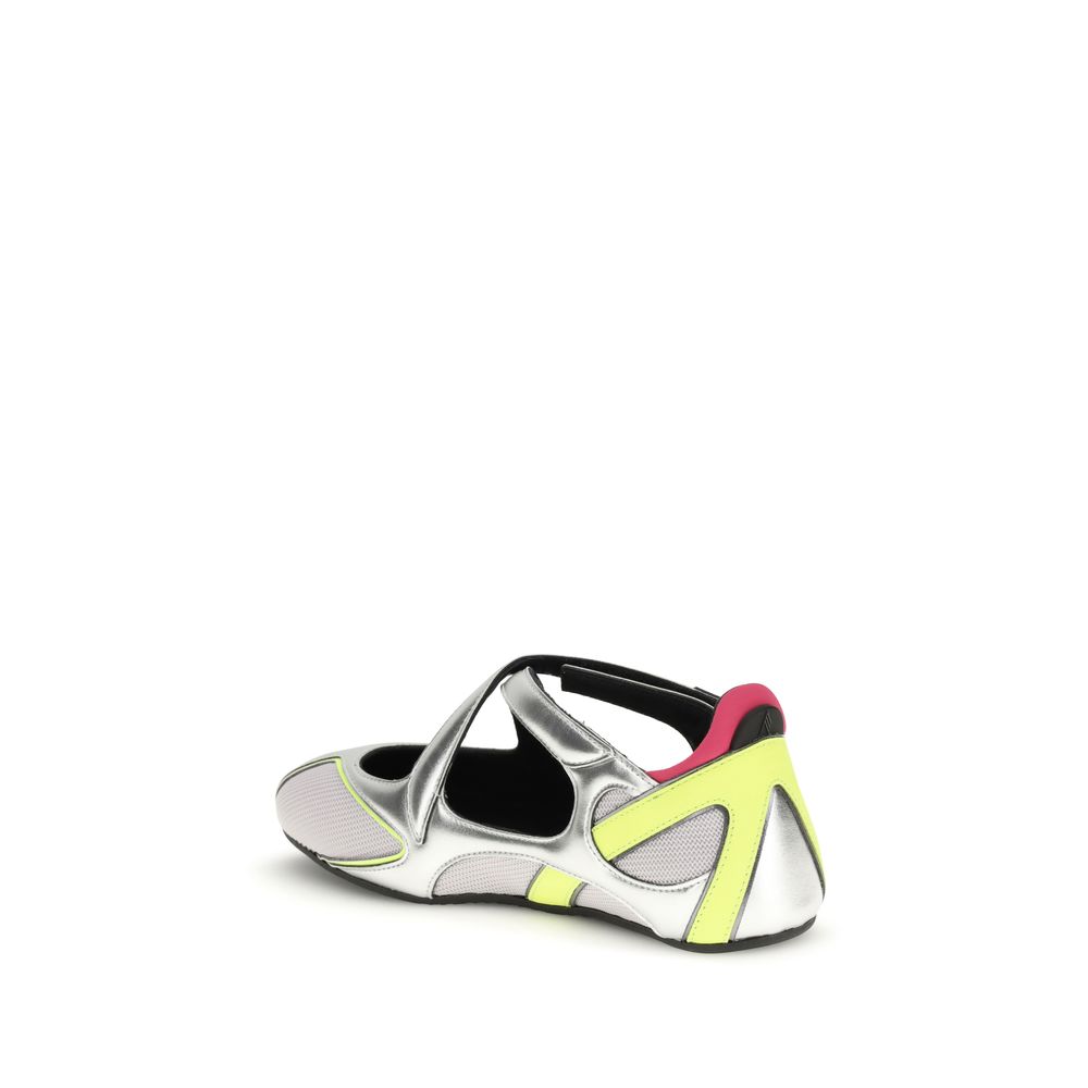 The Attico Silver Polyurethane Ballet Flats Curated Luxury Accessories by Orvyn