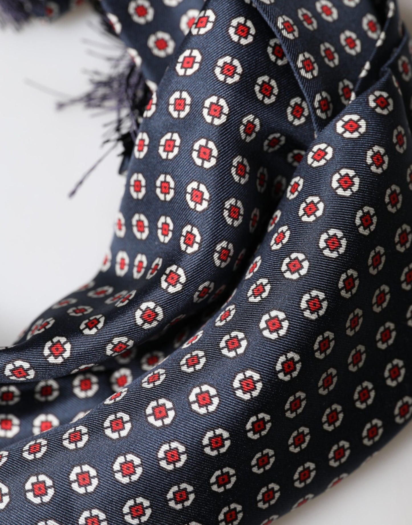 Dolce & Gabbana Black Patterned Fringes Neck Foulard Scarf Curated Luxury Accessories by Orvyn