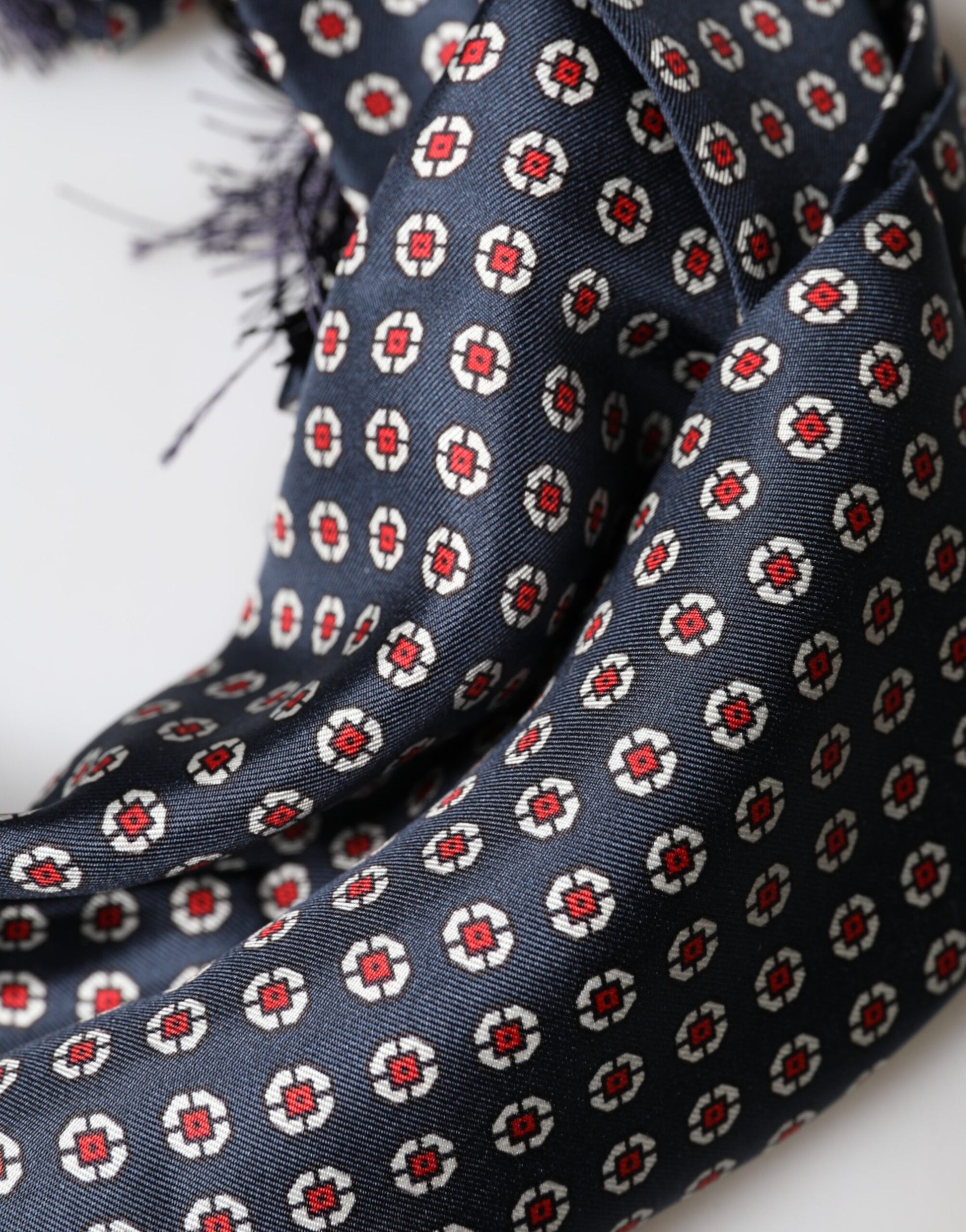 Dolce & Gabbana Black Patterned Fringes Neck Foulard Scarf Curated Luxury Accessories by Orvyn