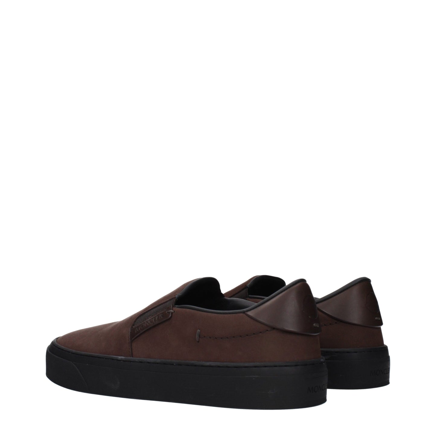 Moncler Brown Leather Slip-On Loafers Curated Luxury Accessories by Orvyn