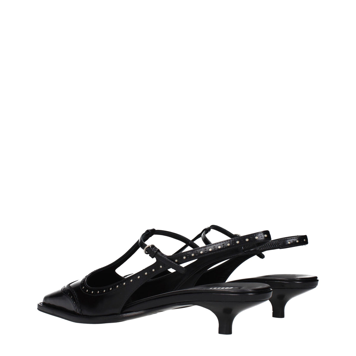 Miu Black Leather Mid Heel Pumps schwarz