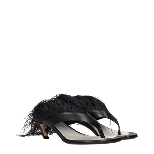 Lanvin Black Leather Flip-Flop Sandals Curated Luxury Accessories by Orvyn