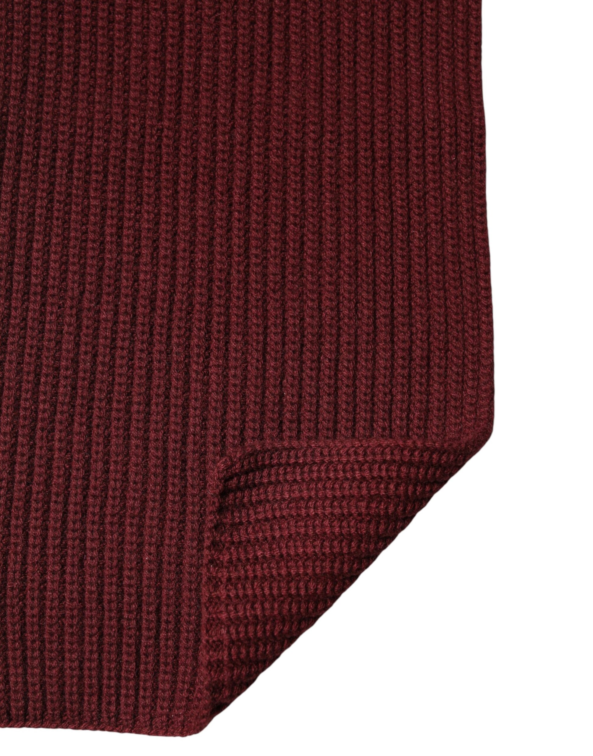 Dolce & Gabbana Maroon Cashmere Knitted NeckWrap Shawl Scarf Curated Luxury Accessories by Orvyn