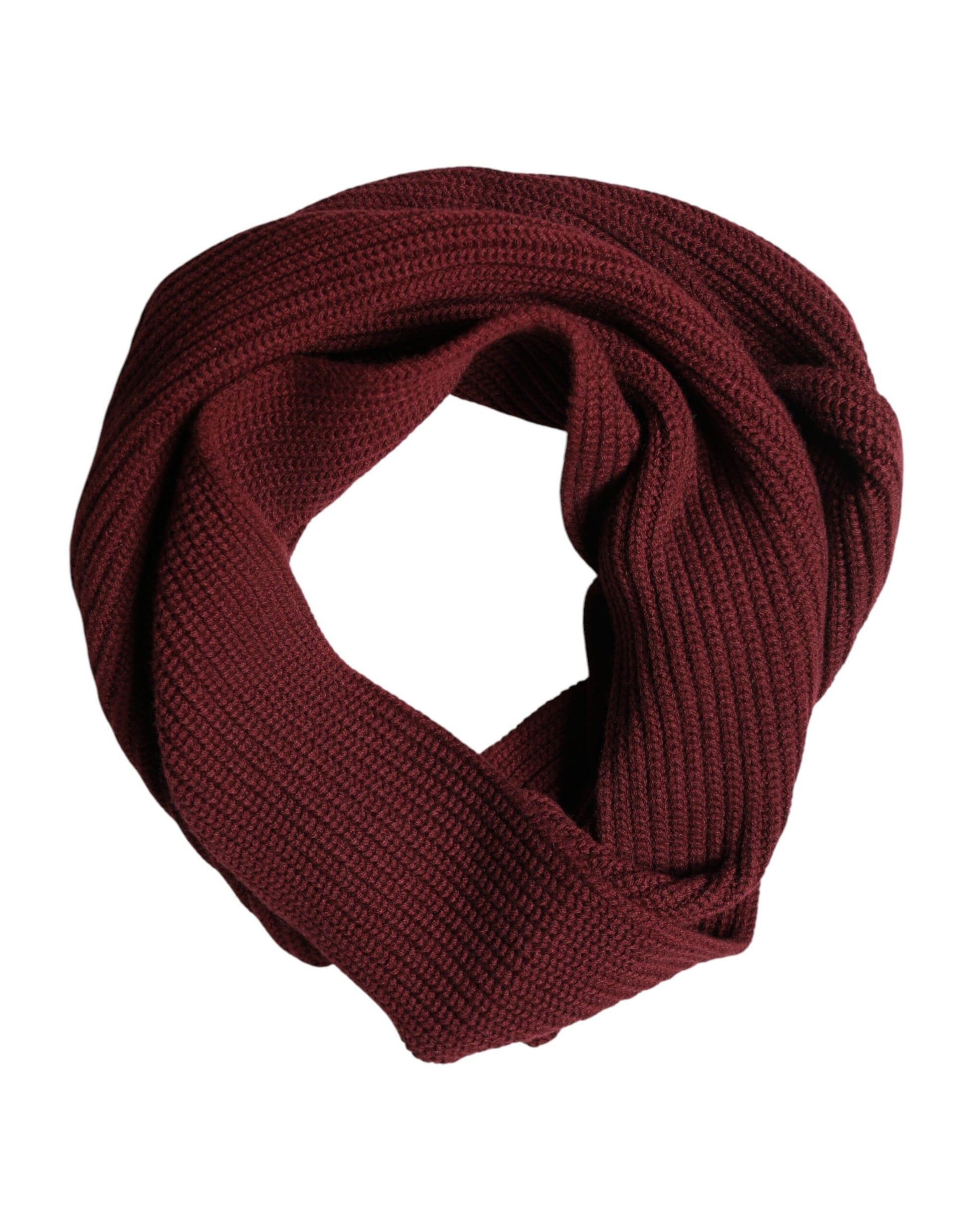 Dolce & Gabbana Maroon Cashmere Knitted NeckWrap Shawl Scarf Curated Luxury Accessories by Orvyn