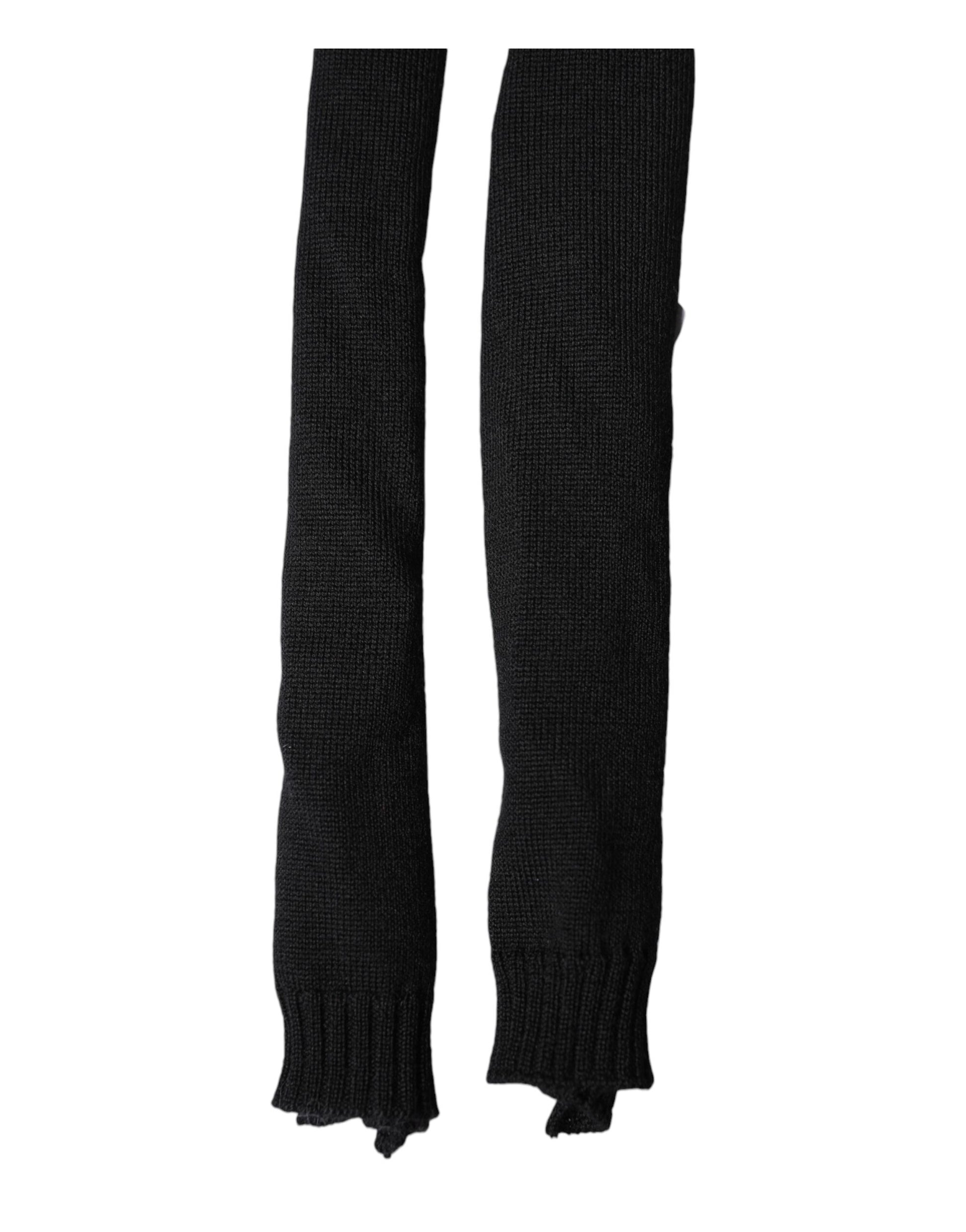 Dolce & Gabbana Black Wool Knitted Neck Wrap Shawl Men Scarf Curated Luxury Accessories by Orvyn