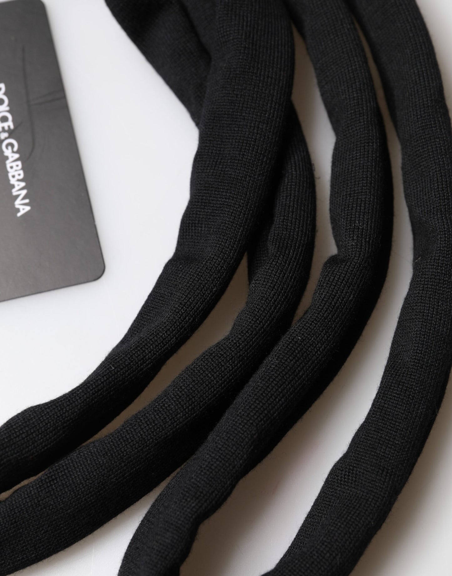 Dolce & Gabbana Black Wool Knitted Neck Wrap Shawl Men Scarf Curated Luxury Accessories by Orvyn