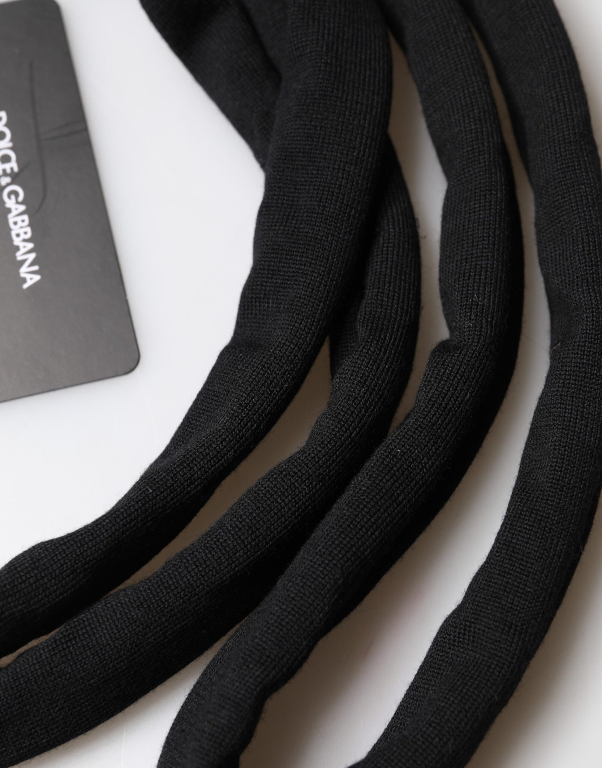Dolce & Gabbana Black Wool Knitted Neck Wrap Shawl Men Scarf Curated Luxury Accessories by Orvyn