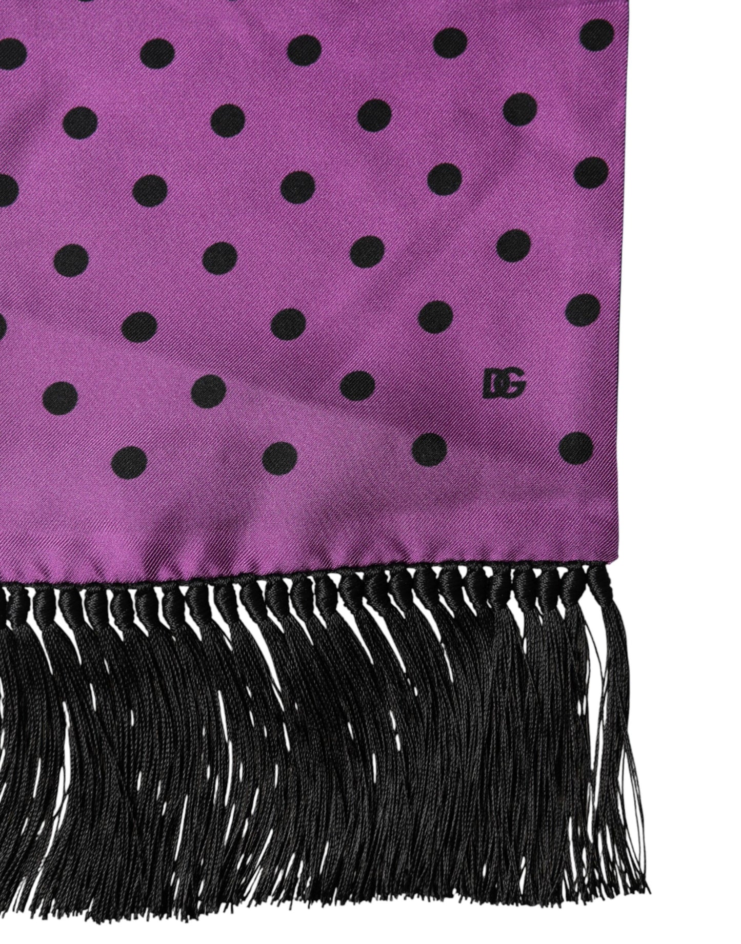 Dolce & Gabbana Violet Polka Dot Fringes Neck Foulard Scarf Curated Luxury Accessories by Orvyn