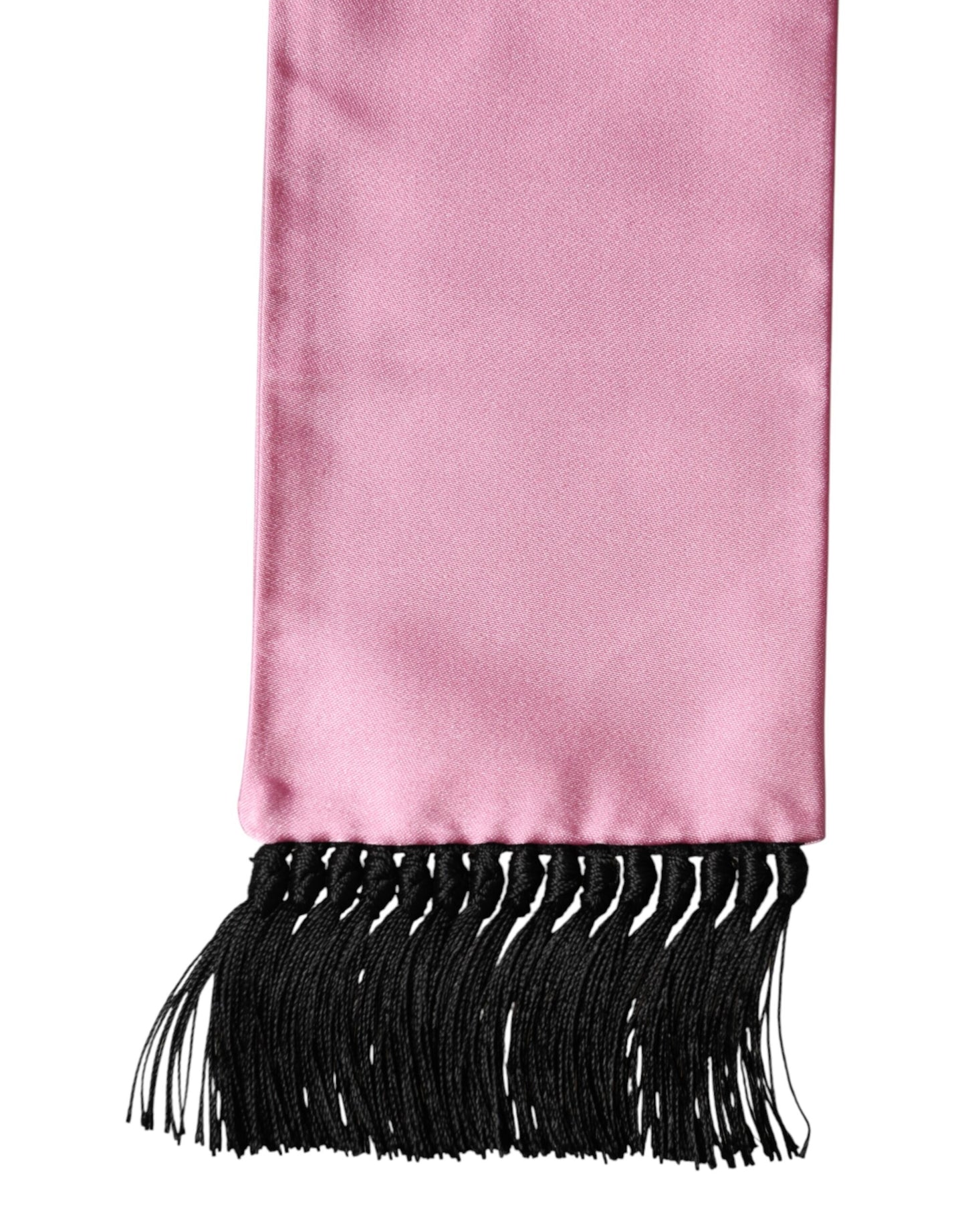 Dolce & Gabbana Pink Silk Fringes Neck Wrap Foulard Scarf Curated Luxury Accessories by Orvyn