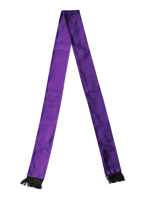 Dolce & Gabbana Violet Silk Fringes Neck Wrap Foulard Scarf Curated Luxury Accessories by Orvyn