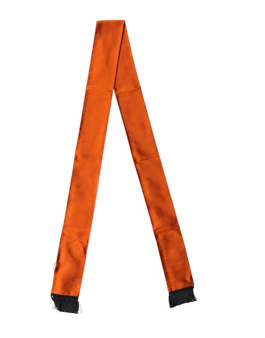 Dolce & Gabbana Orange Silk Fringes Neck Wrap Foulard Scarf Curated Luxury Accessories by Orvyn