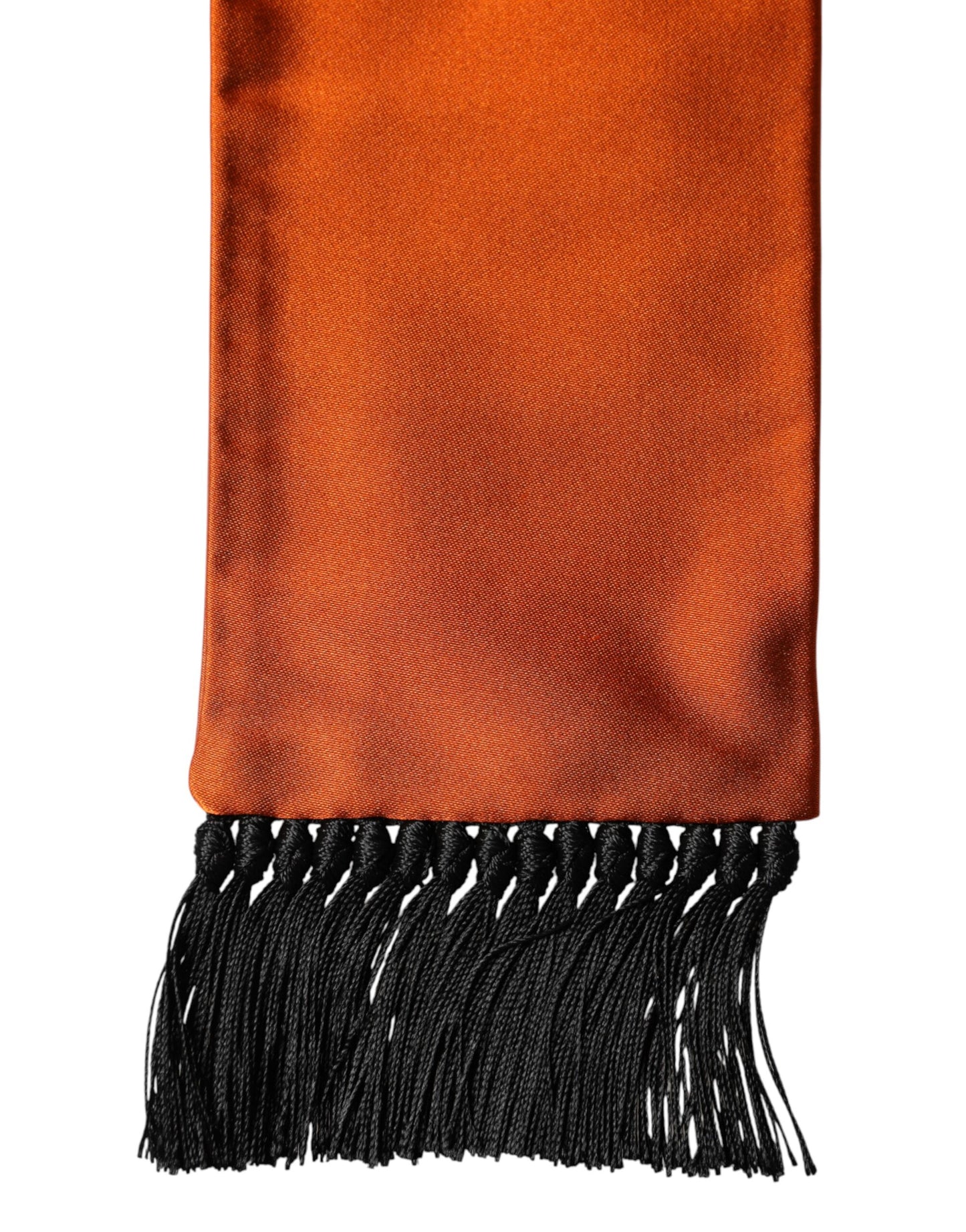 Dolce & Gabbana Orange Silk Fringes Neck Wrap Foulard Scarf Curated Luxury Accessories by Orvyn