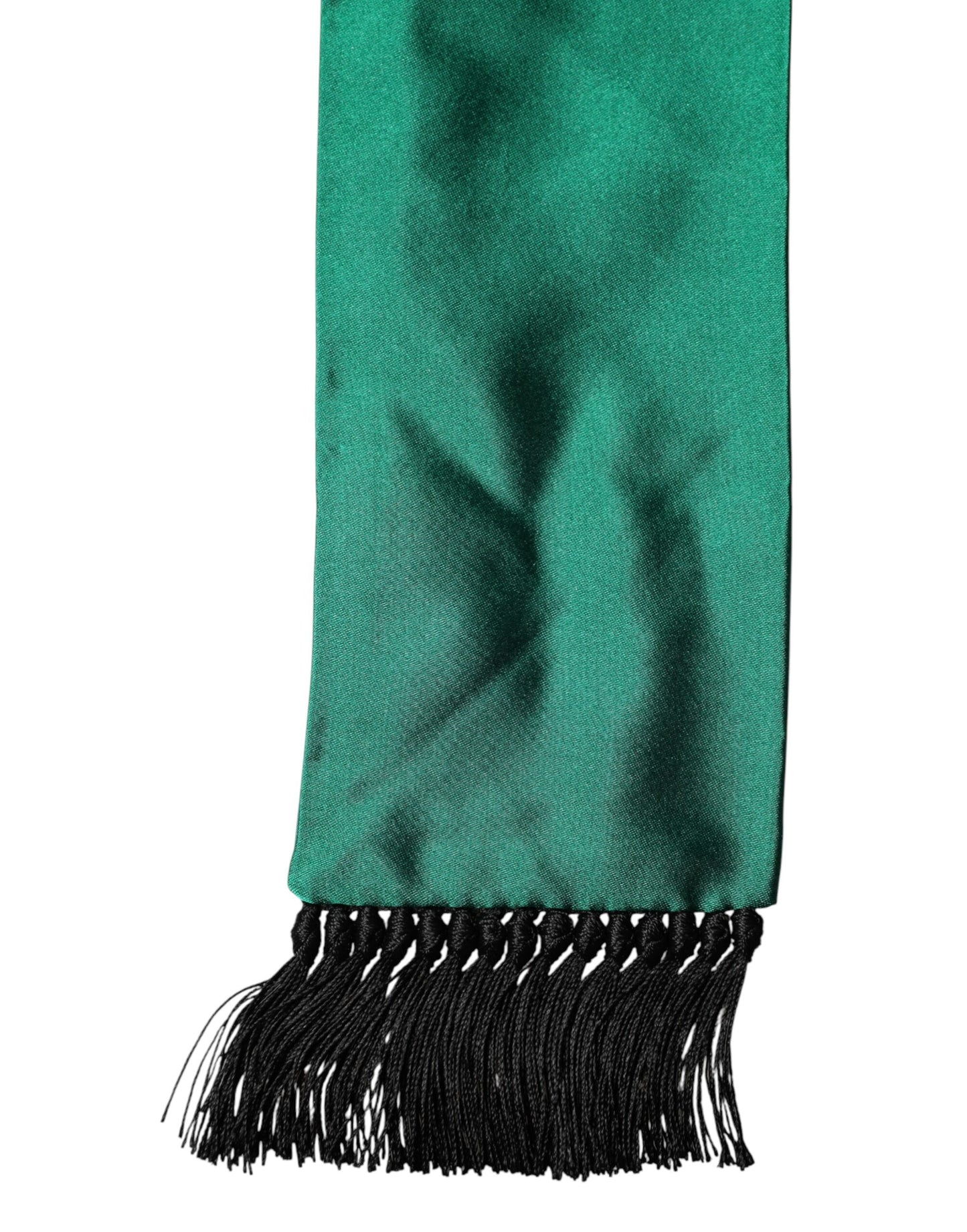 Dolce & Gabbana Green Silk Fringes Neck Wrap Foulard Scarf Curated Luxury Accessories by Orvyn