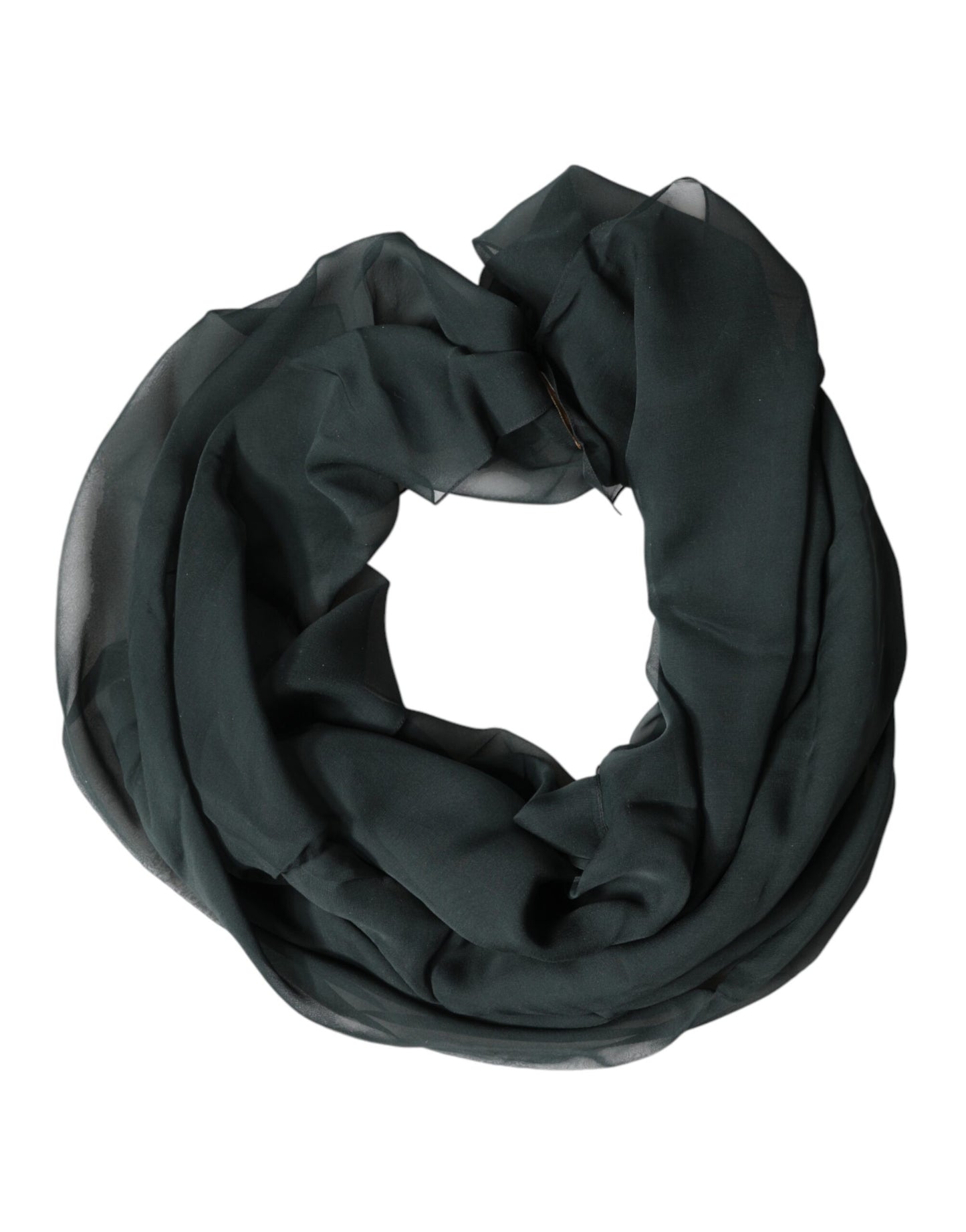 Dolce & Gabbana Dark Green Silk Neck Wrap Foulard Scarf Curated Luxury Accessories by Orvyn