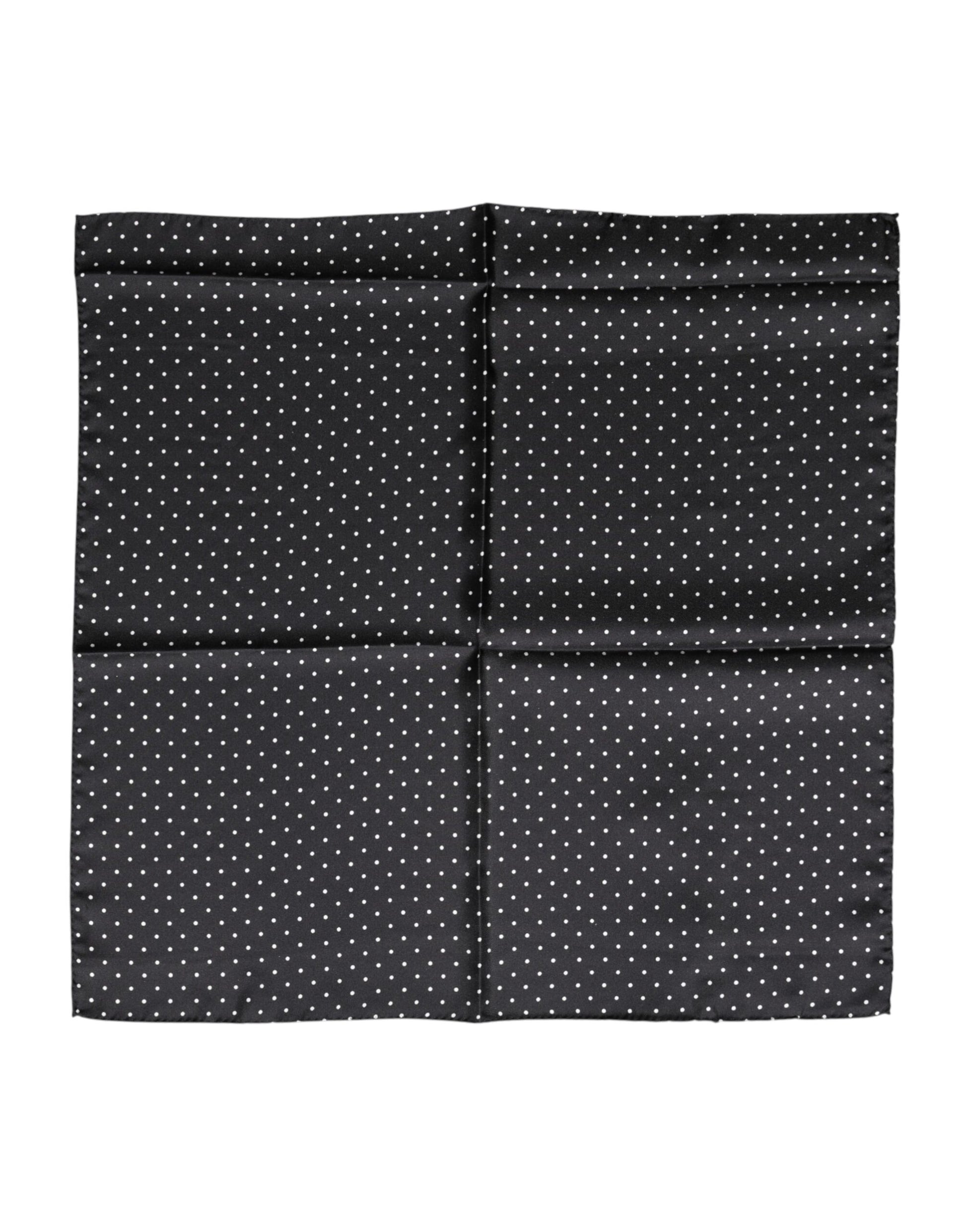 Dolce & Gabbana Black Polka Dot Silk Square Foulard Scarf Curated Luxury Accessories by Orvyn