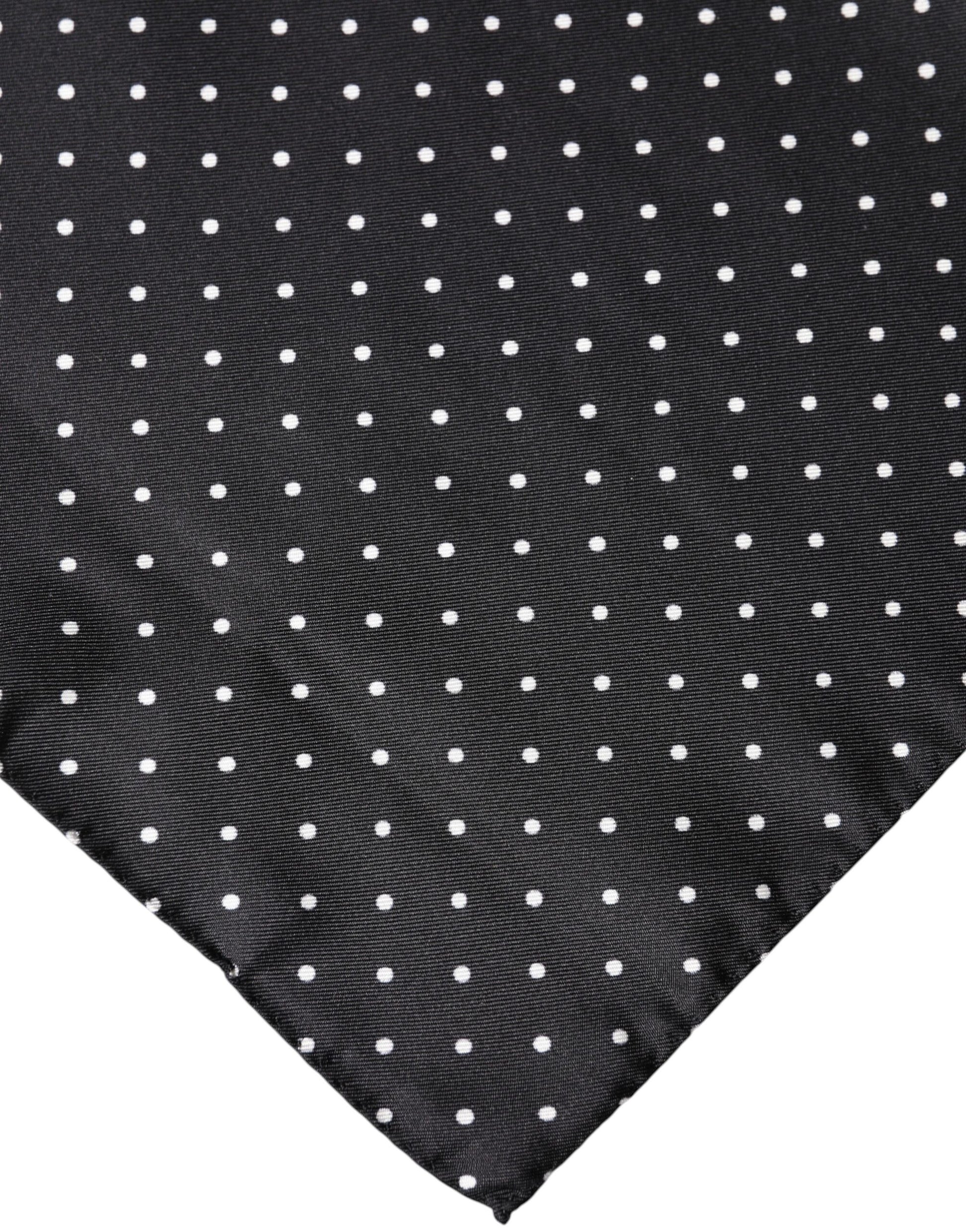 Dolce & Gabbana Black Polka Dot Silk Square Foulard Scarf Curated Luxury Accessories by Orvyn