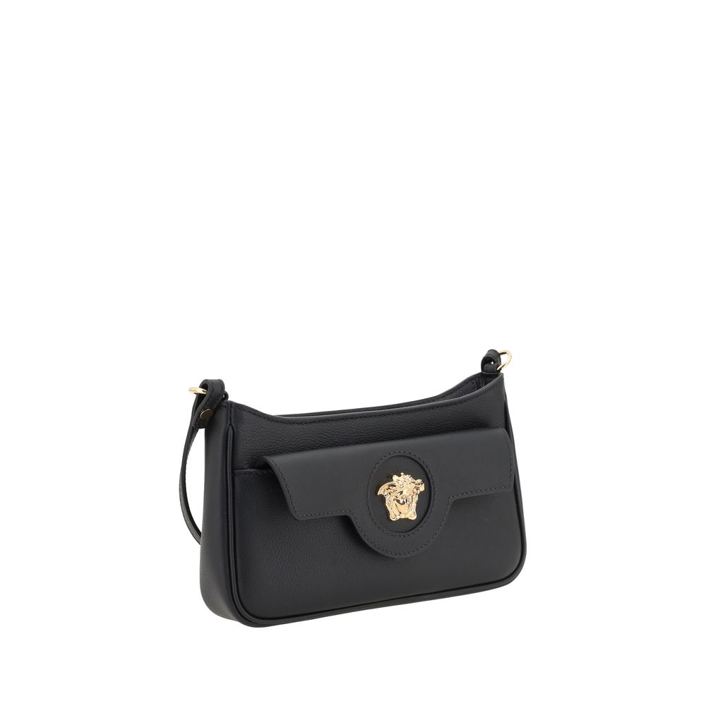 Versace Black Calf Leather Bos Taurus Shoulder Bag Curated Luxury Accessories by Orvyn