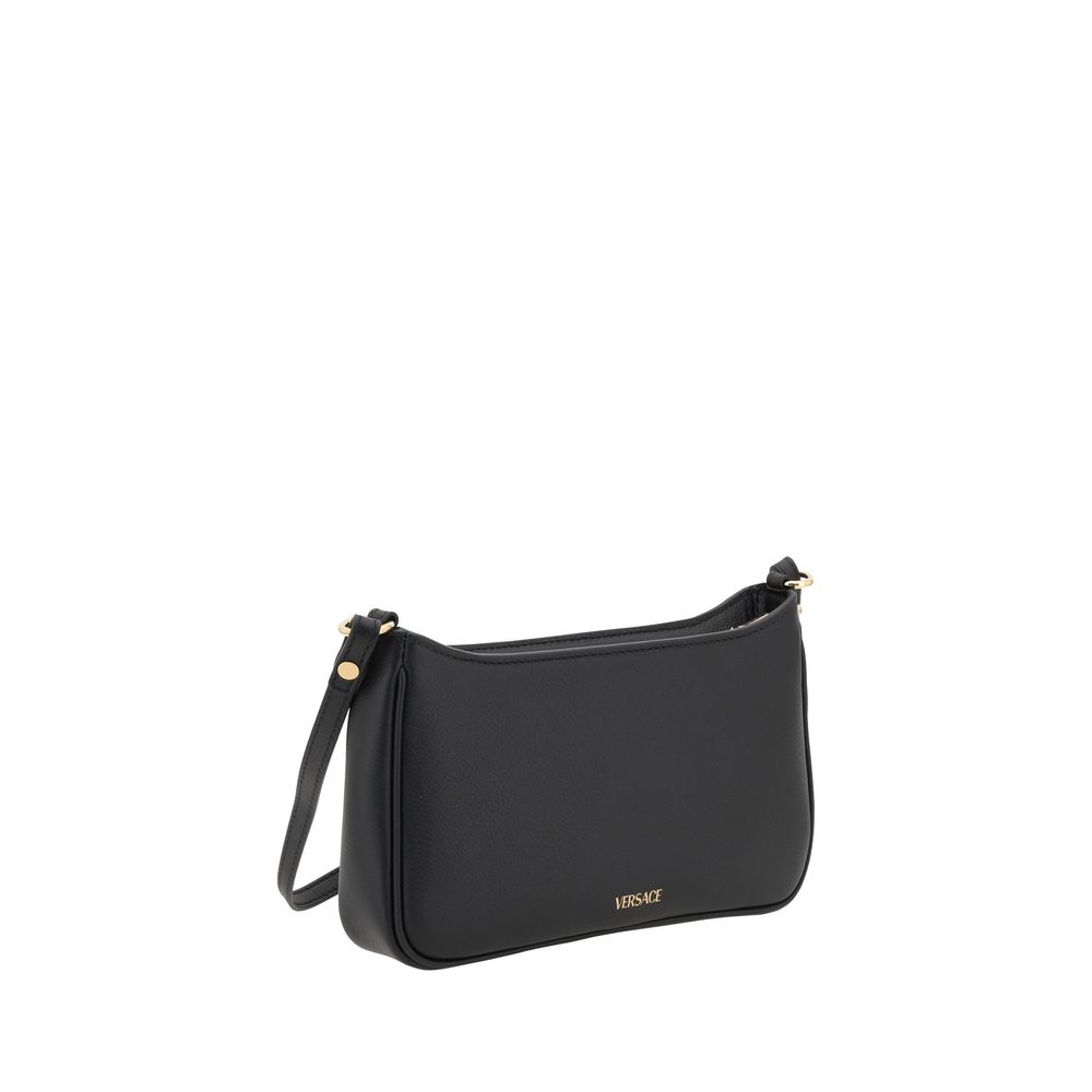 Versace Black Calf Leather Bos Taurus Shoulder Bag Curated Luxury Accessories by Orvyn
