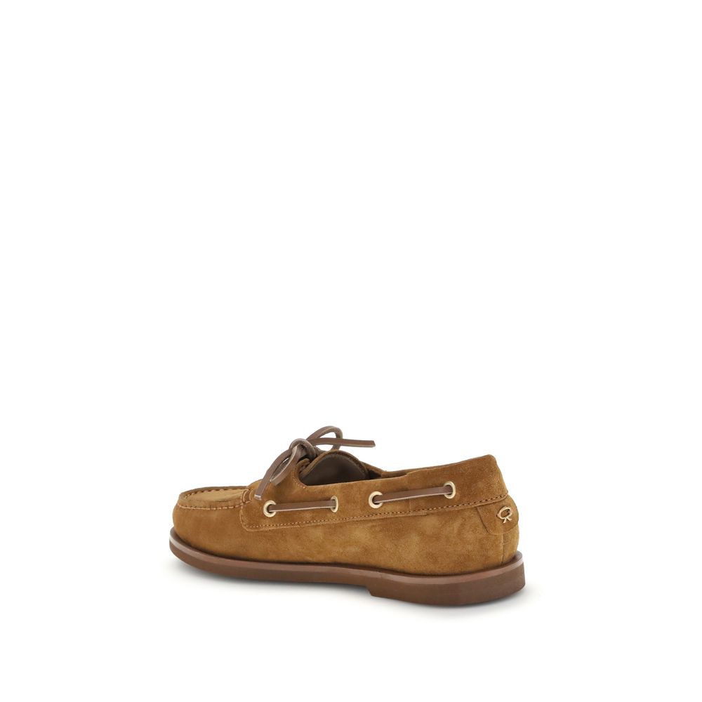 Gianvito Rossi Brown Calf Leather Bos Taurus Slip-On Loafers Curated Luxury Accessories by Orvyn