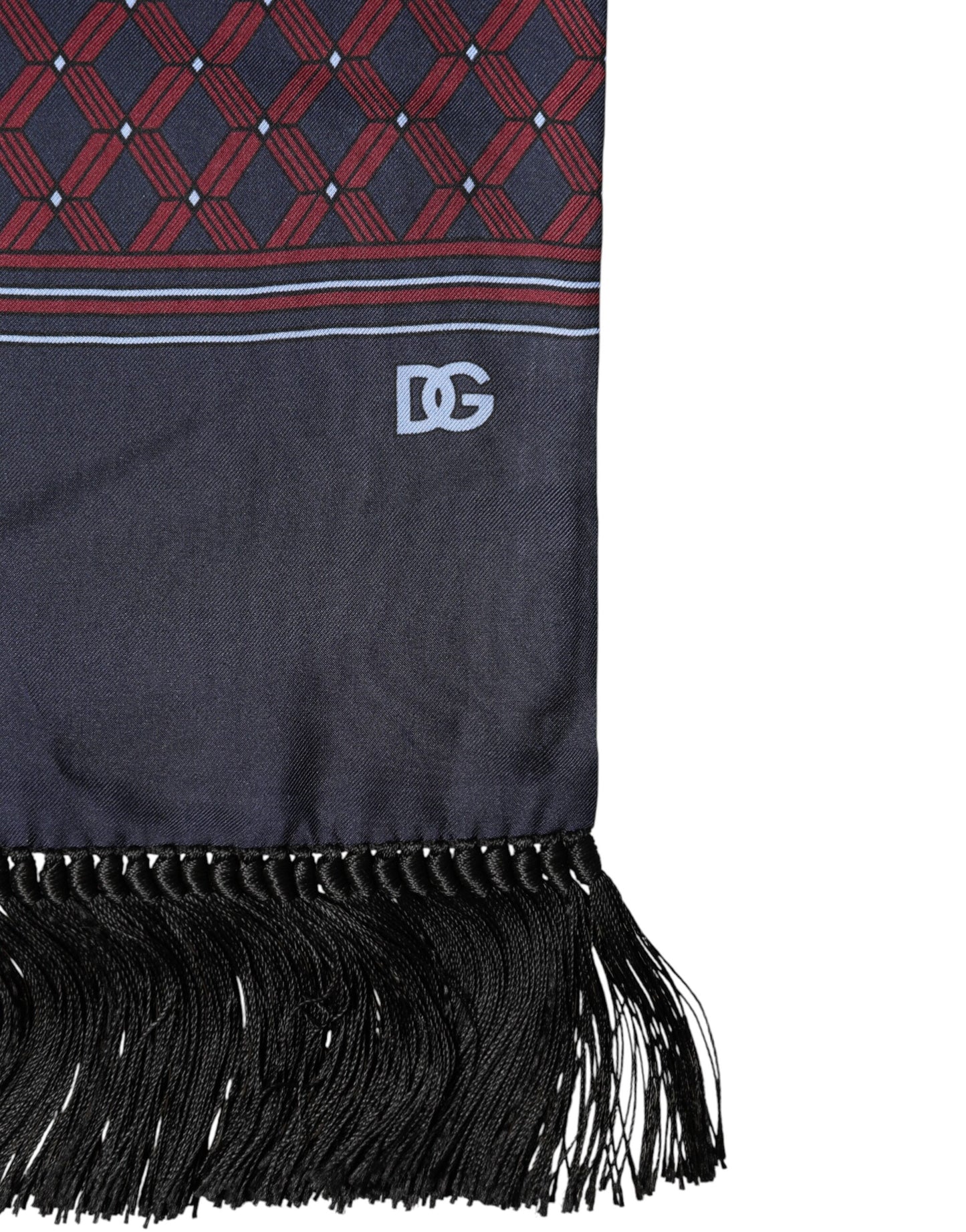Dolce & Gabbana Maroon Patterned Fringes Wrap Foulard 138cm x 15cm Scarf Curated Luxury Accessories by Orvyn