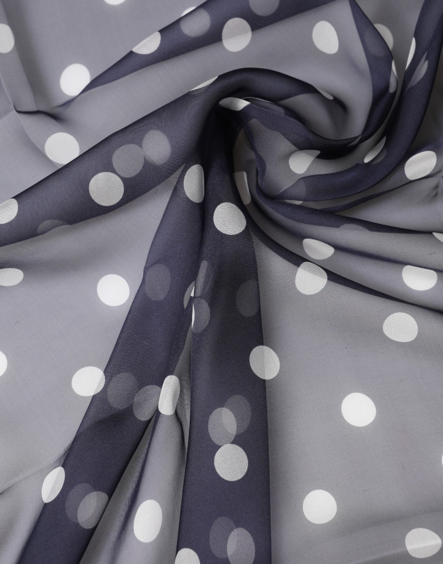 Dolce & Gabbana Blue Polka Dot Silk Neck Wrap Shawl 205cm x 132cm Scarf Curated Luxury Accessories by Orvyn
