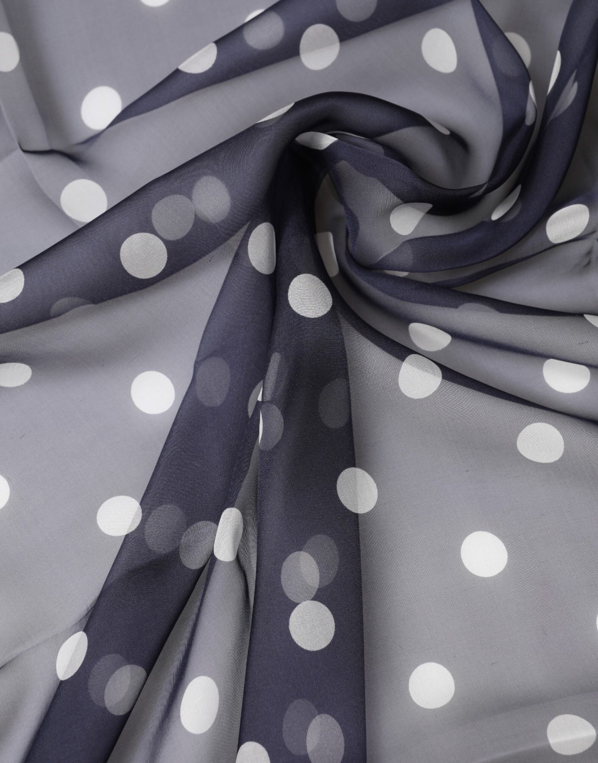 Dolce & Gabbana Blue Polka Dot Silk Neck Wrap Shawl 205cm x 132cm Scarf Curated Luxury Accessories by Orvyn