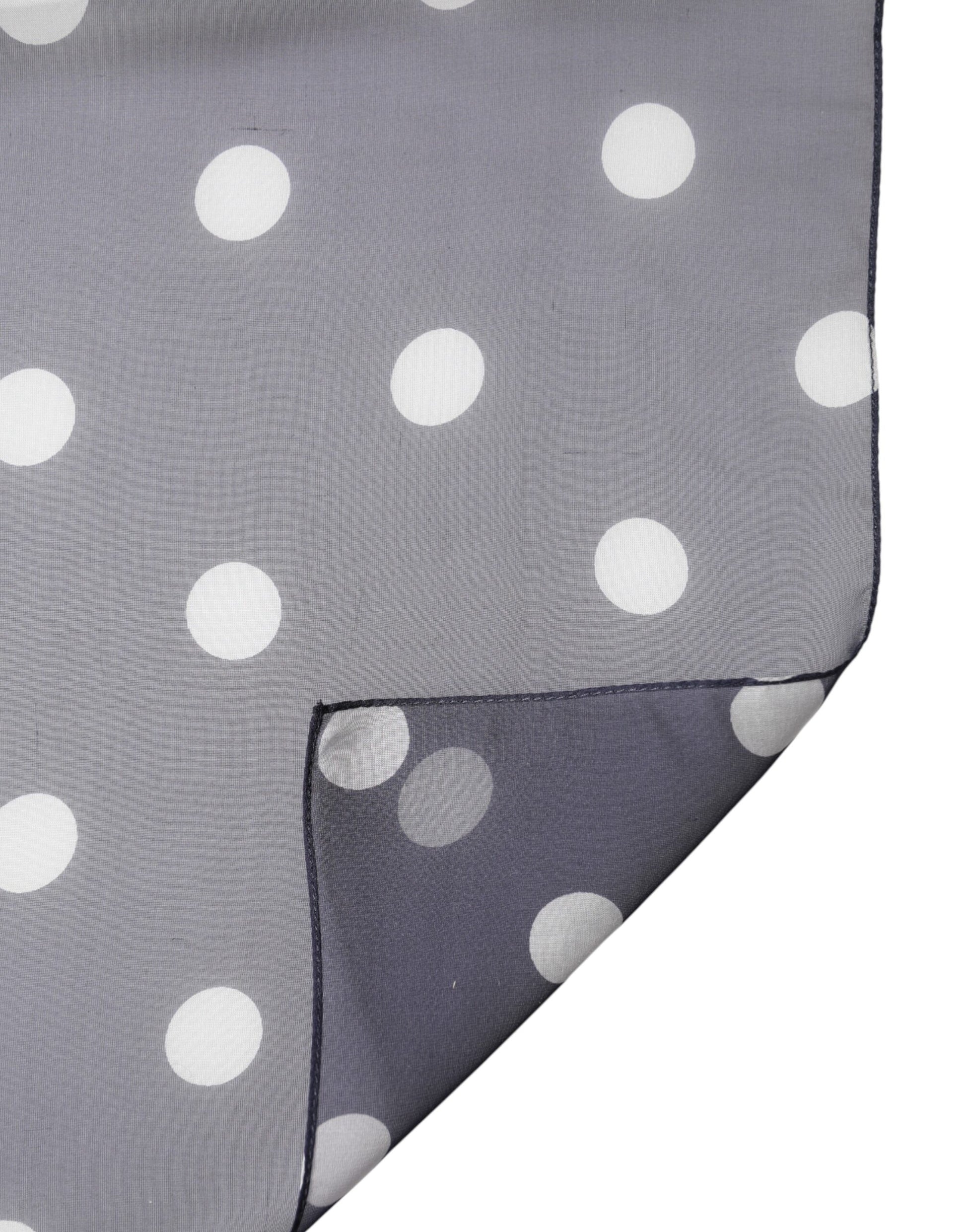 Dolce & Gabbana Blue Polka Dot Silk Neck Wrap Shawl 205cm x 132cm Scarf Curated Luxury Accessories by Orvyn